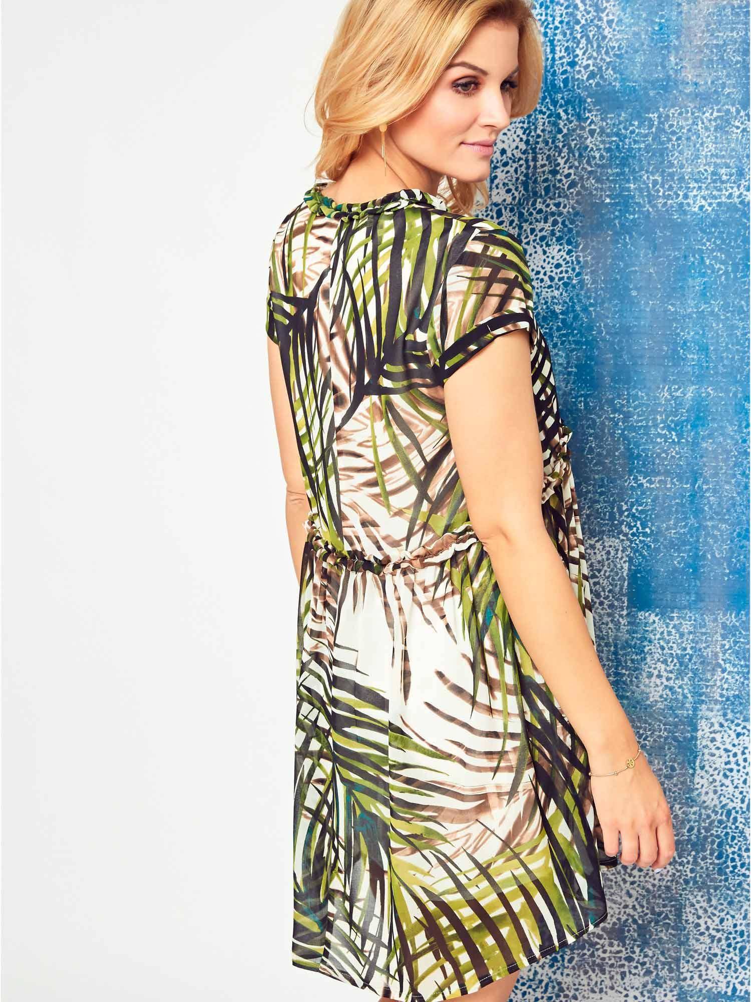 Cocomore Boutqe dress with beige green floral motif
