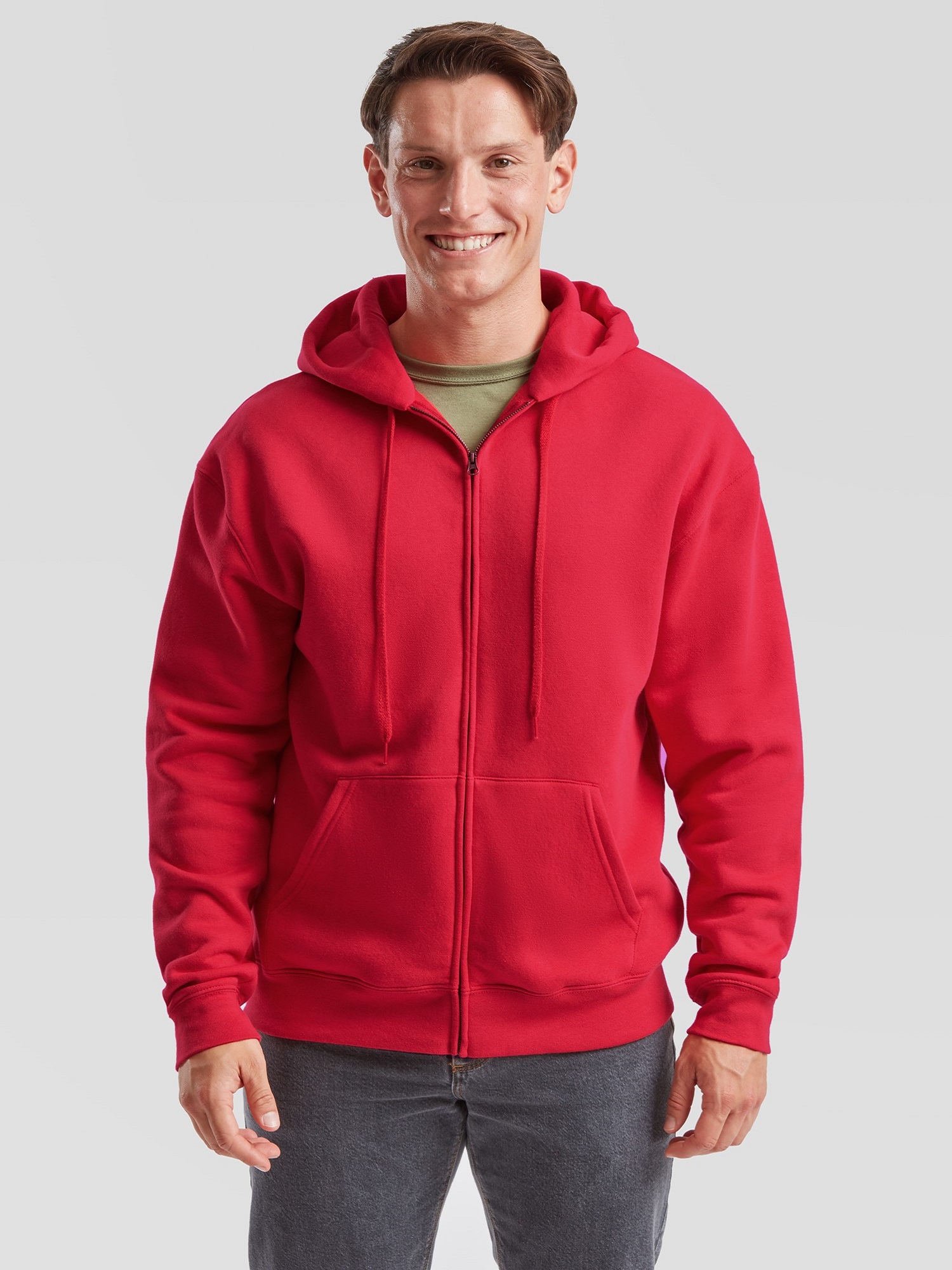 Red Men&#039;s Hoodie Premium Fruit of the Loom