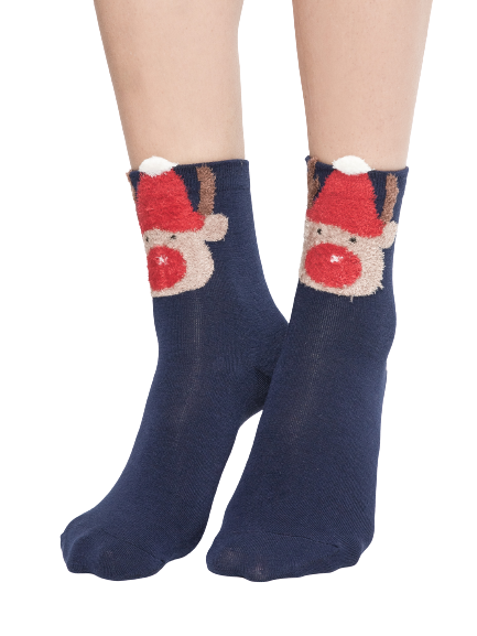 Socks with teddy bear head application navy blue