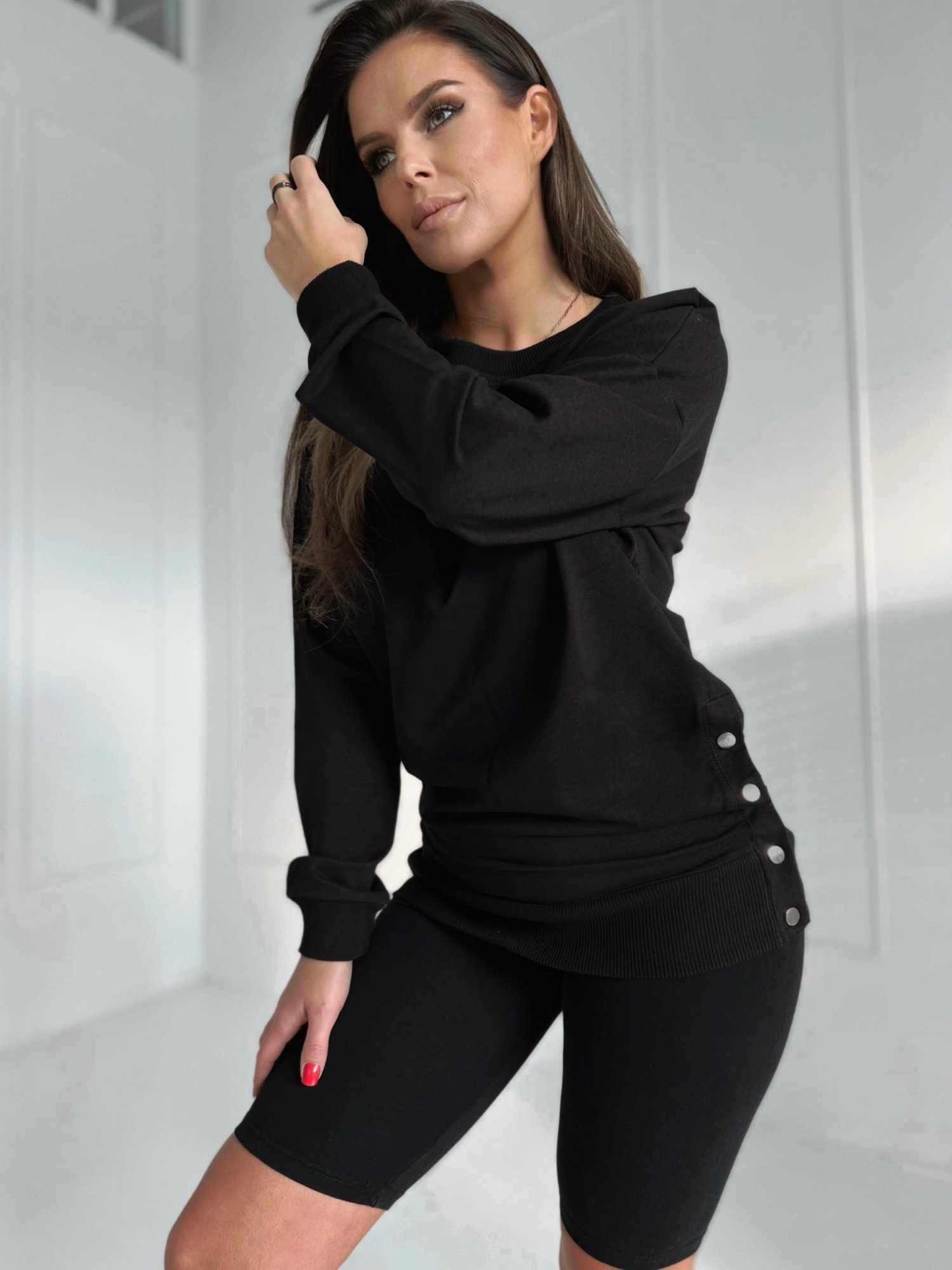Sweatshirt black Och Bella BL-1001.black