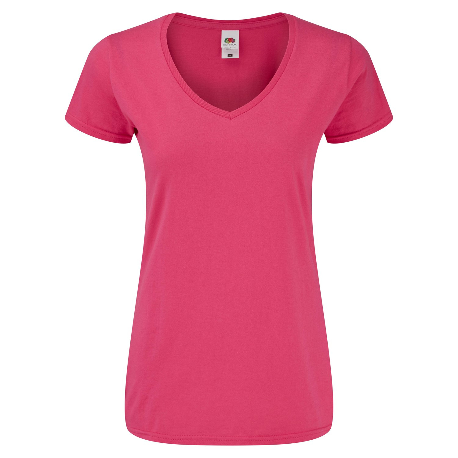 Różowa koszulka damska Iconic Vneck Fruit of the Loom