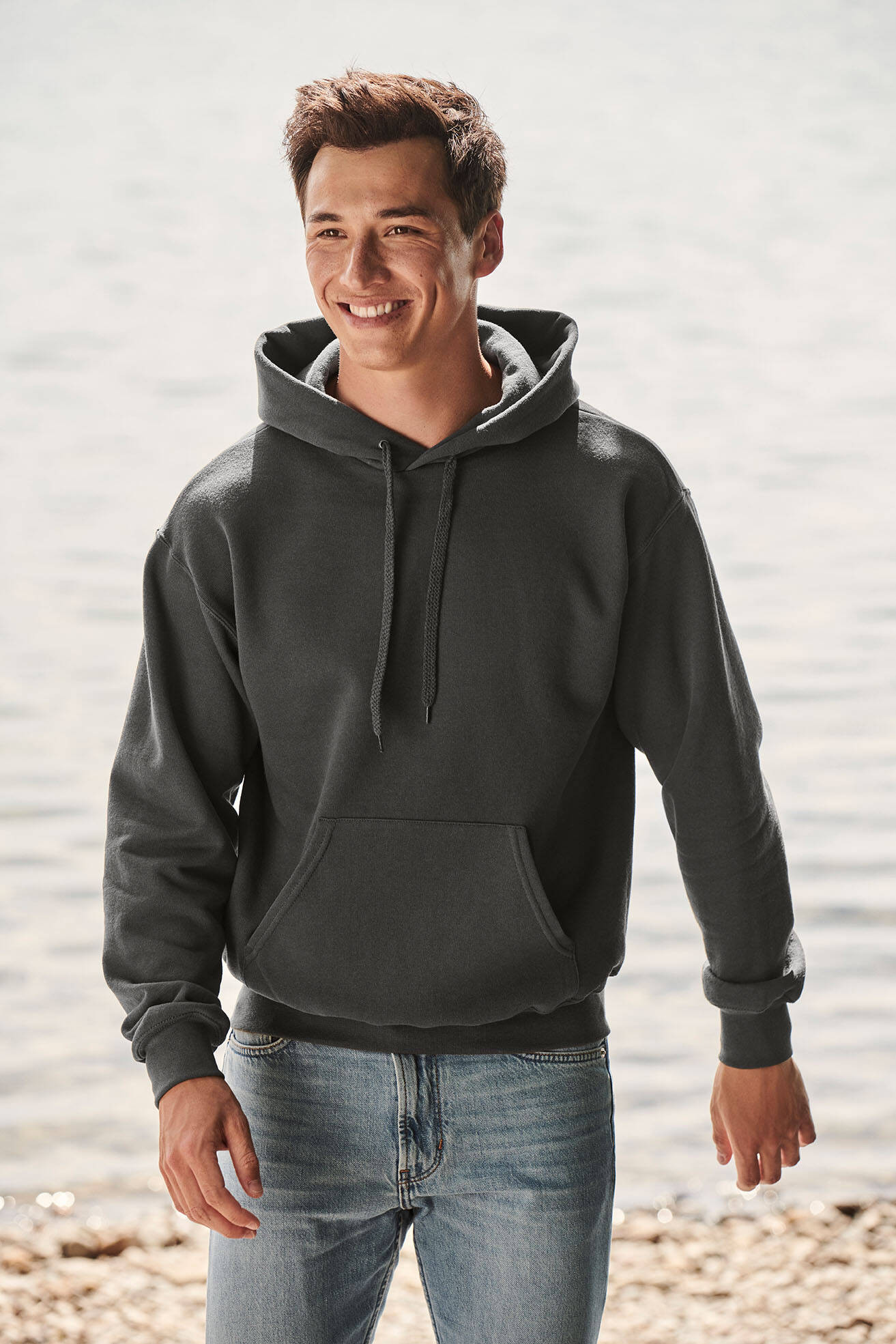 Grafitowa bluza męska Hooded Sweat Fruit of the Loom