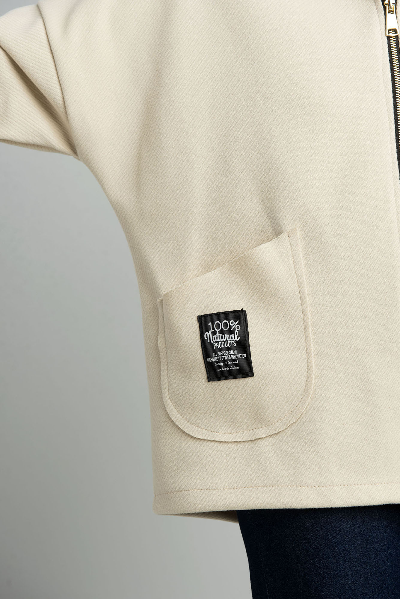 Beige transitional light jacket with hood