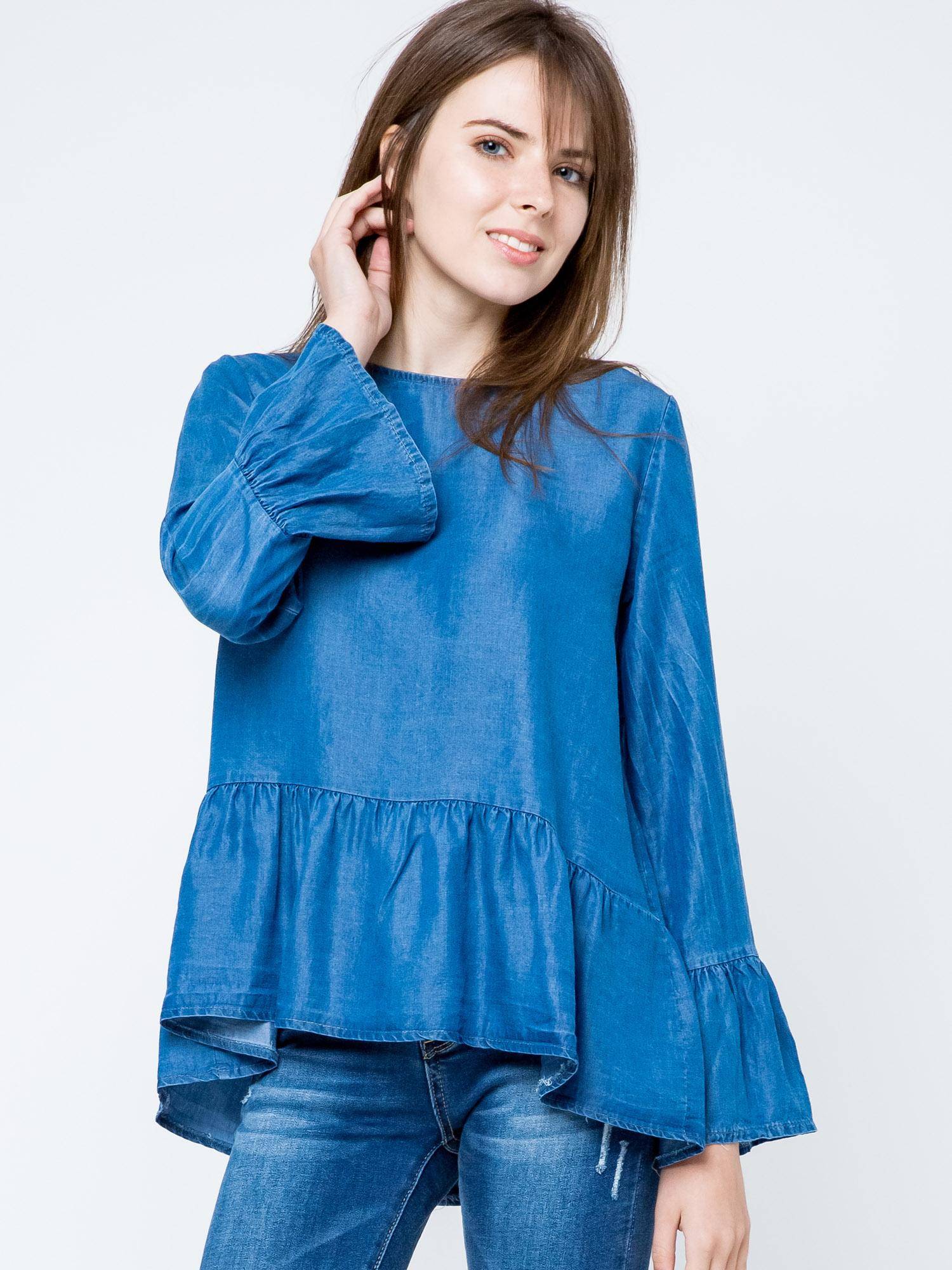 Levně Euphora blouse a'la jeans fastened with buttons at the back blue