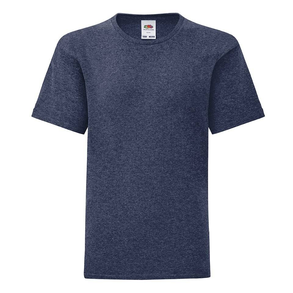 Navy Blue Children's T-shirt In Combed Cotton Fruit Of The Loom