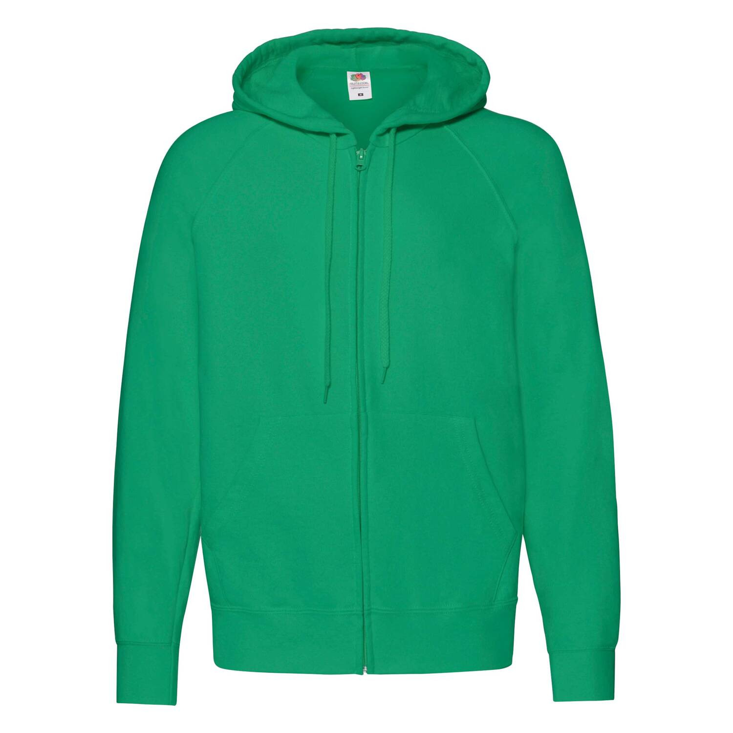 Green Men&#039;s Hoodie Lightweight Zip Thru Hooded Sweat Fruit of the Loom