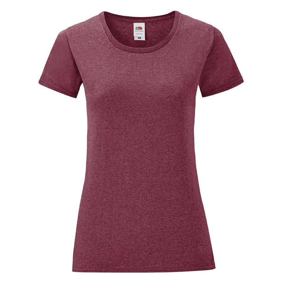 Levně Iconic Burgundy Women's T-shirt in combed cotton Fruit of the Loom
