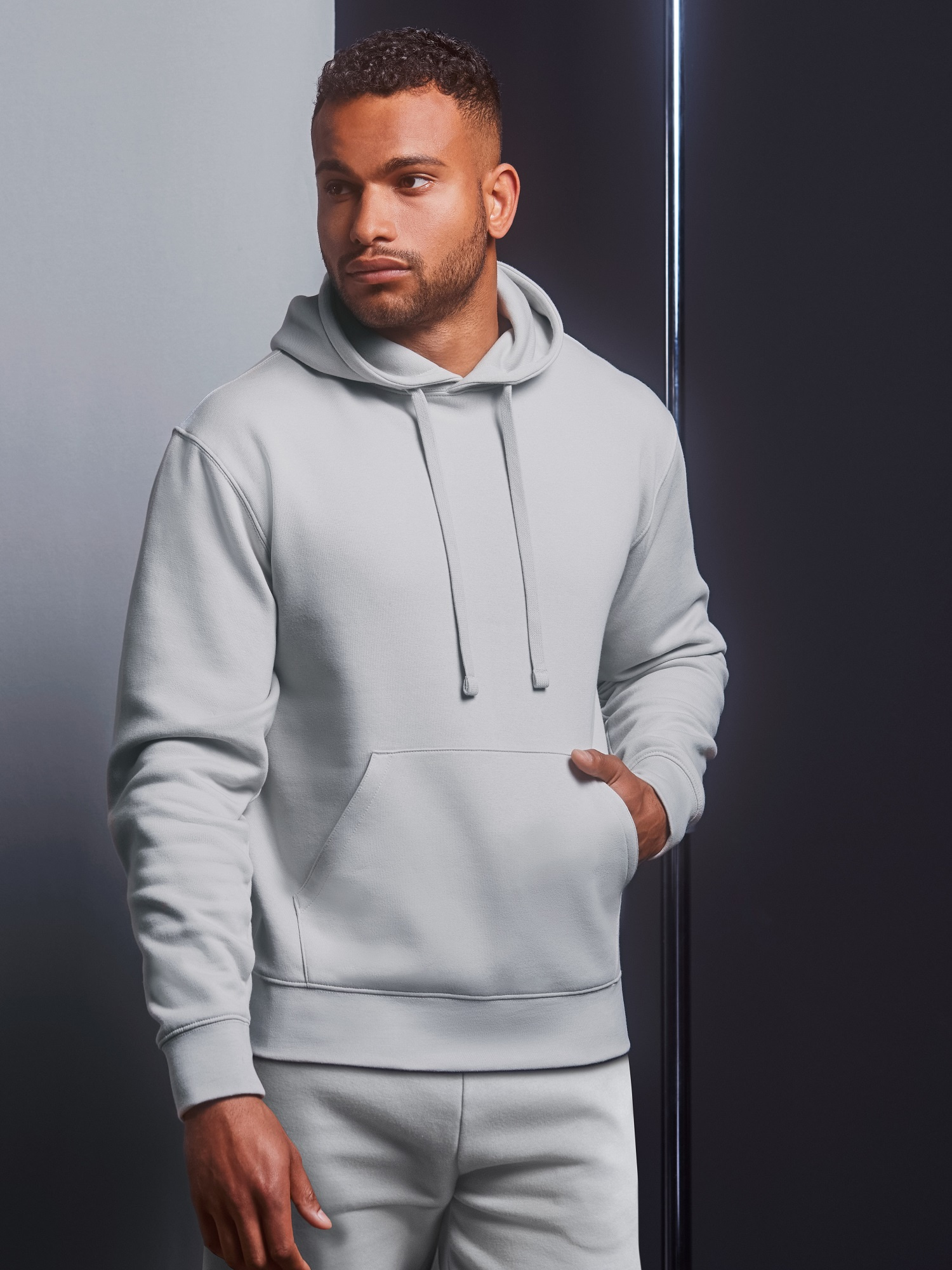 Light grey men's hoodie Authentic Russell