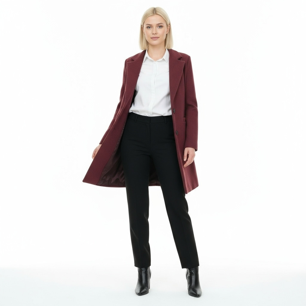 Burgundy Classic Striped Yups Coat