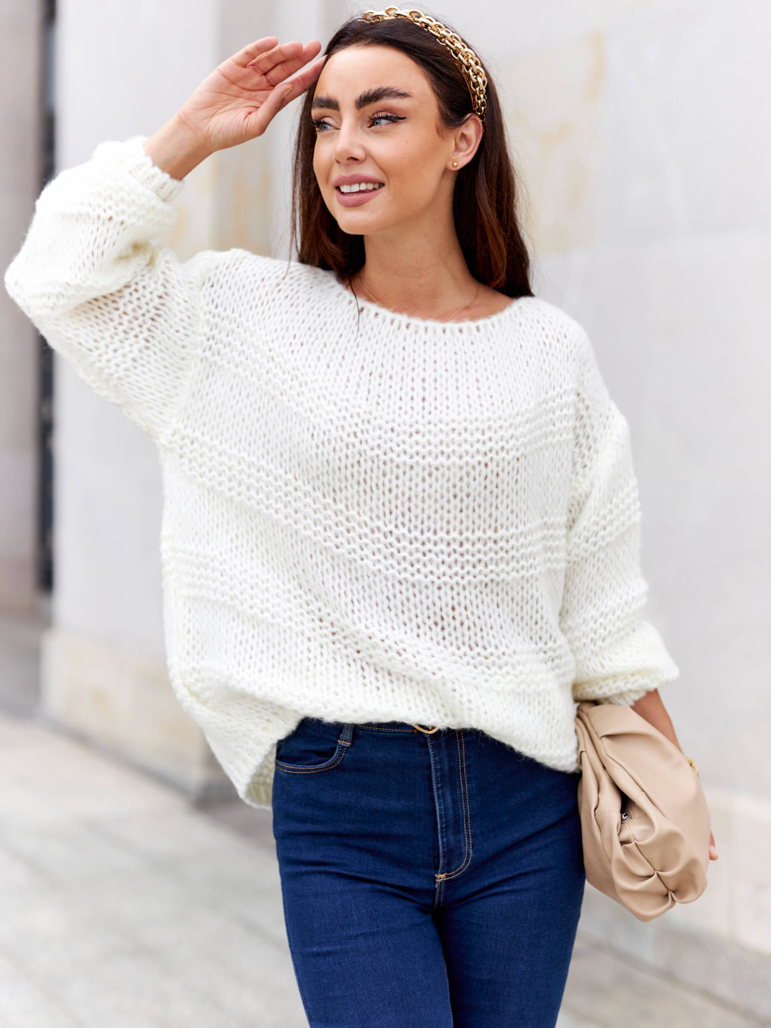Sweater ecru Och Bella BI-3009. R02