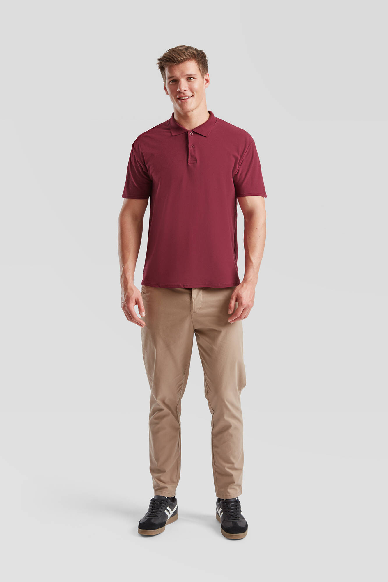 Burgundy Men's Polo Shirt Original Polo Friut of the Loom