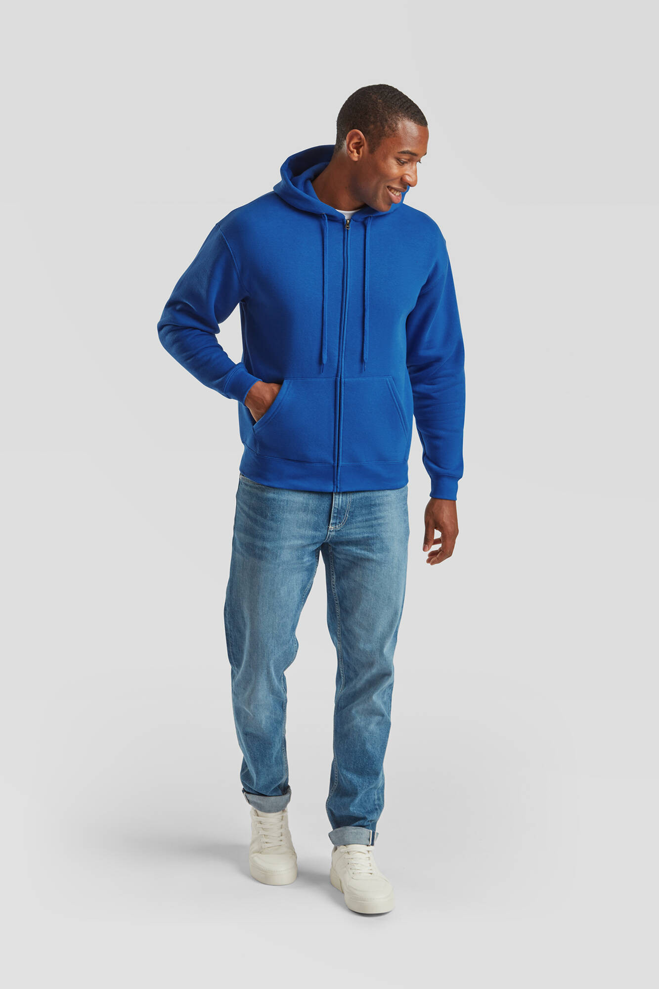 Blue Men's Hoodie Premium Fruit of the Loom