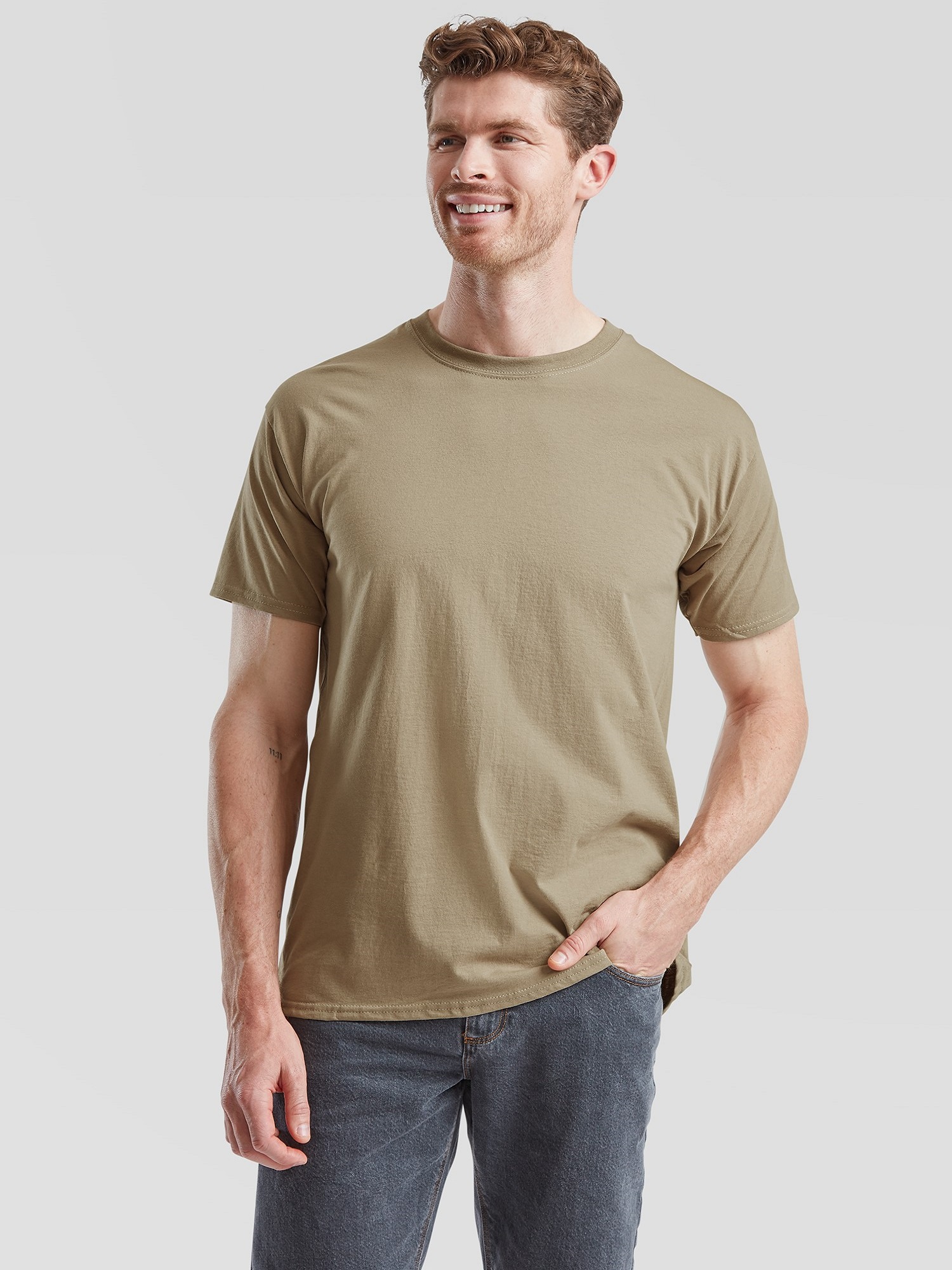 Khaki Men's T-shirt Valueweight Fruit Of The Loom