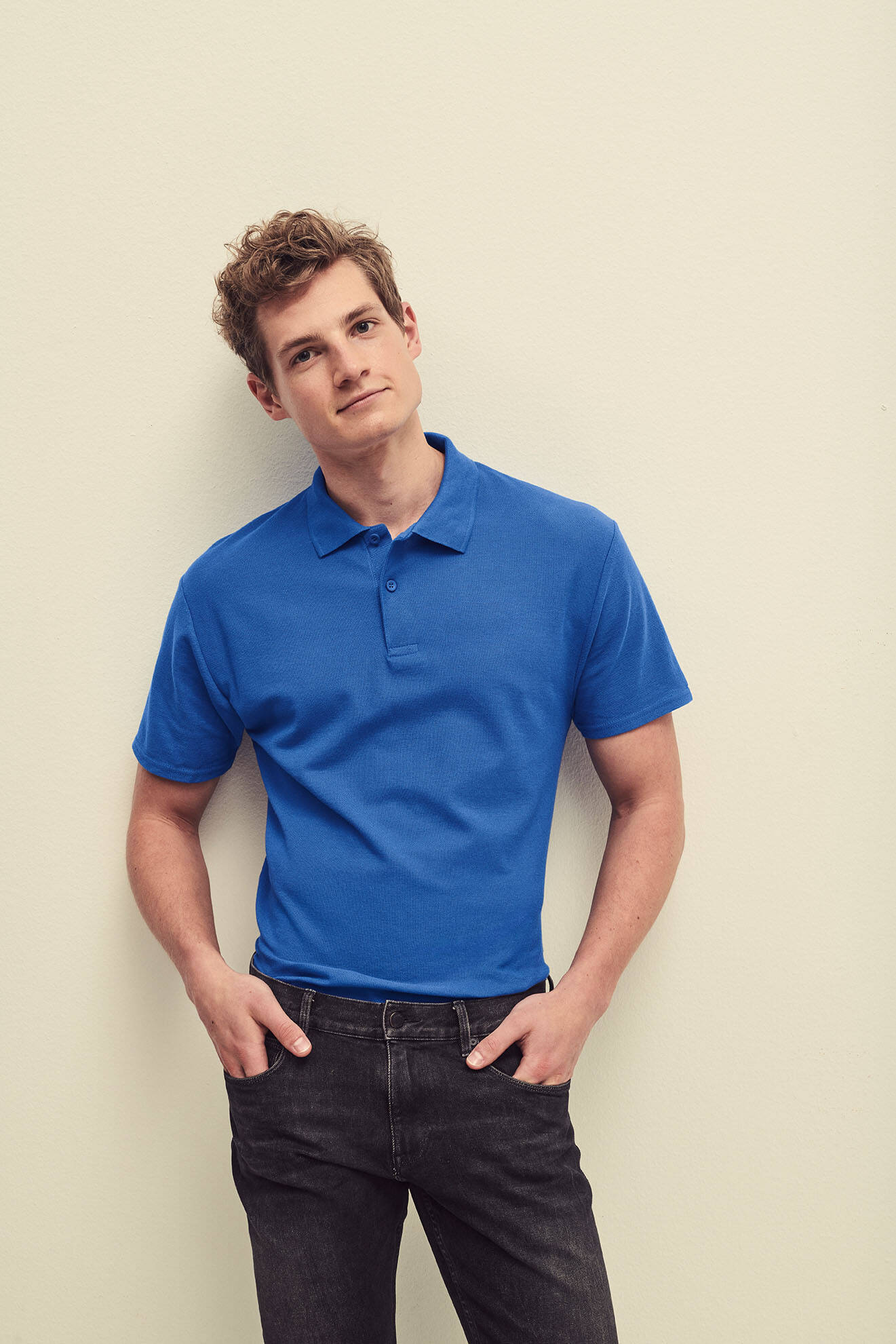 Niebieska koszulka męska polo Original Polo Friut of the Loom