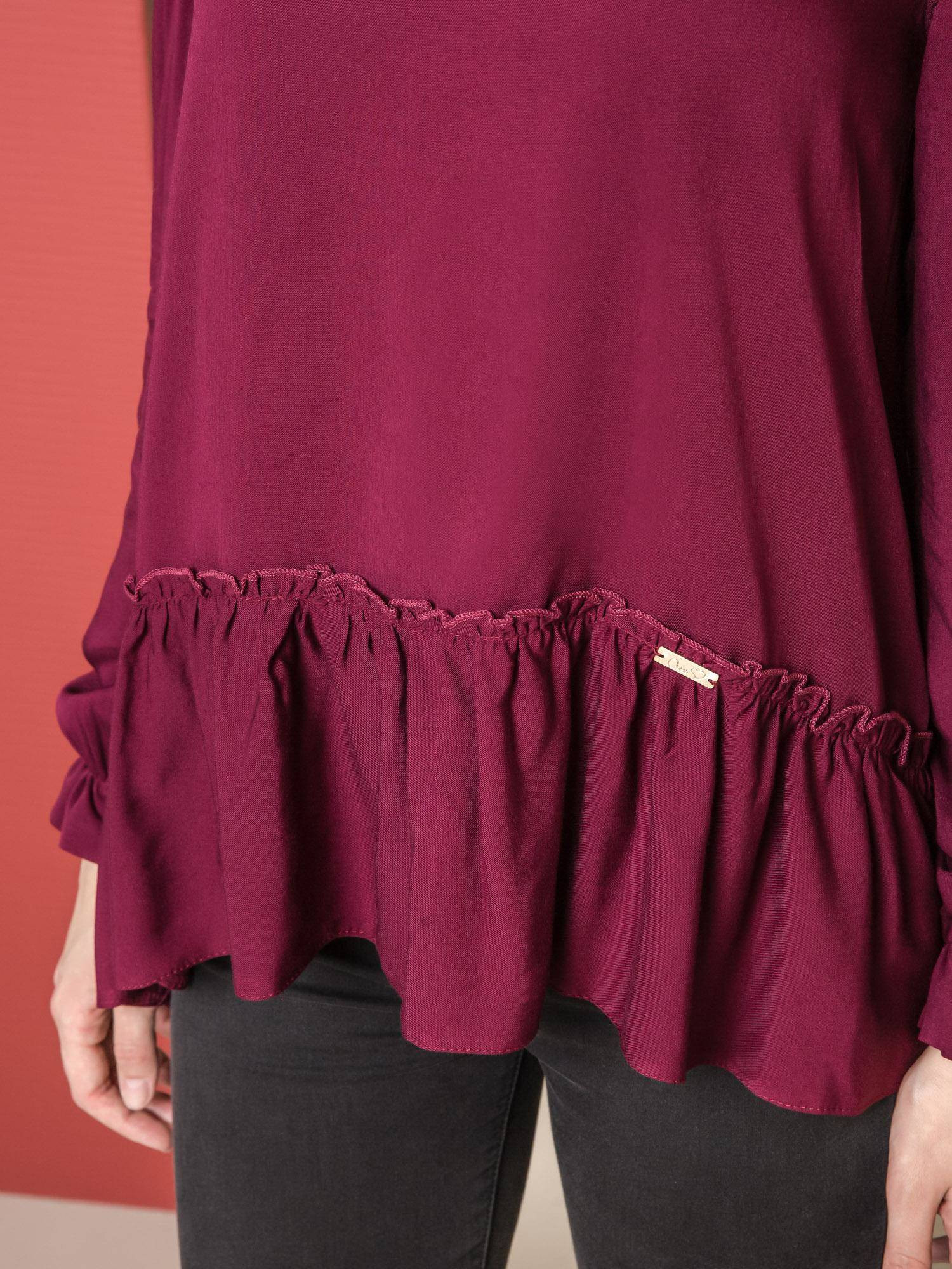 Blouse ONE revealing shoulders burgundy