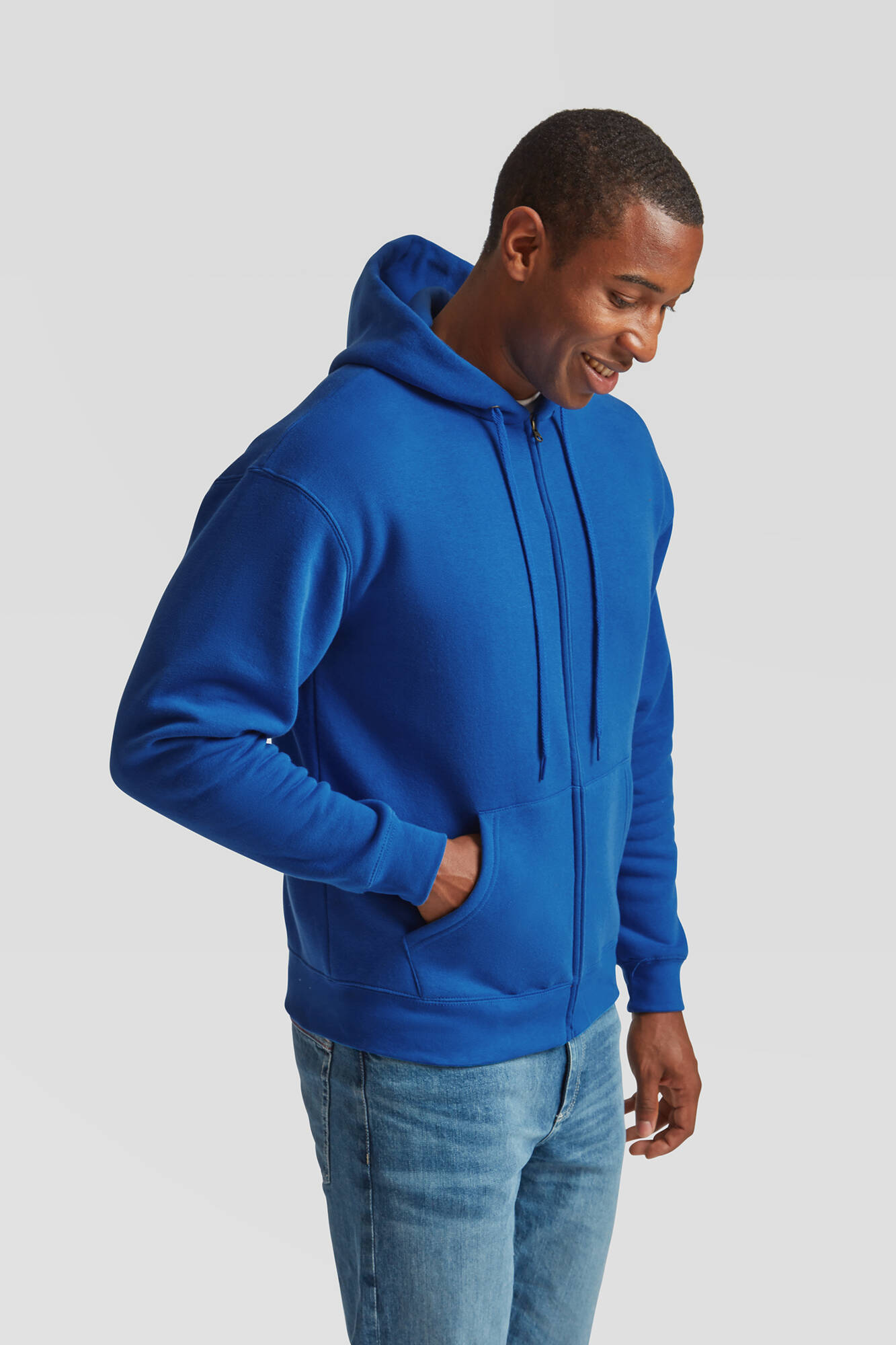 Blue Men's Hoodie Premium Fruit of the Loom