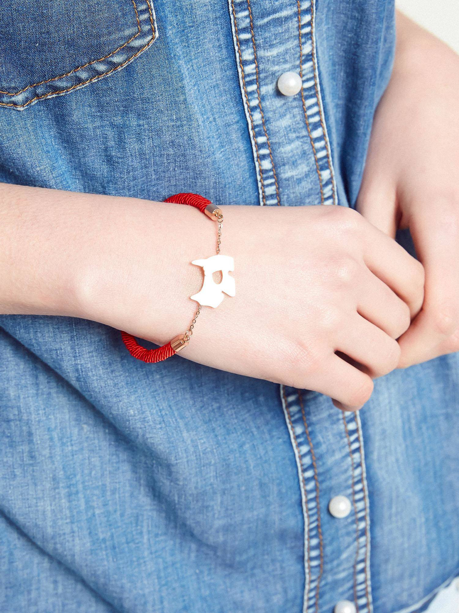 Bracelet with golden dog red