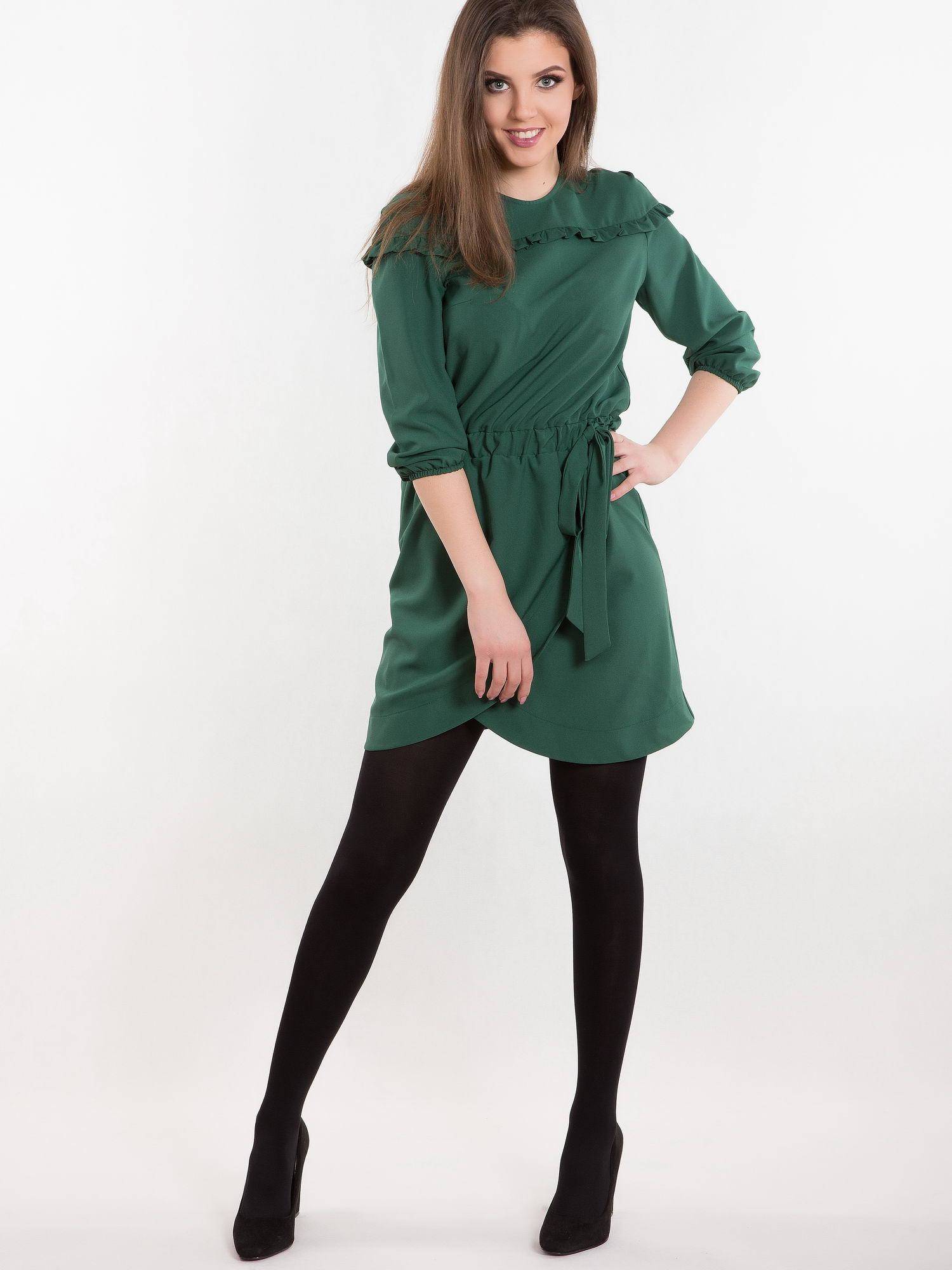 Dress with envelope bottom, tied green