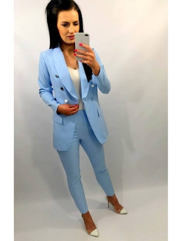 Blue elegant fabric pants LIVIEN