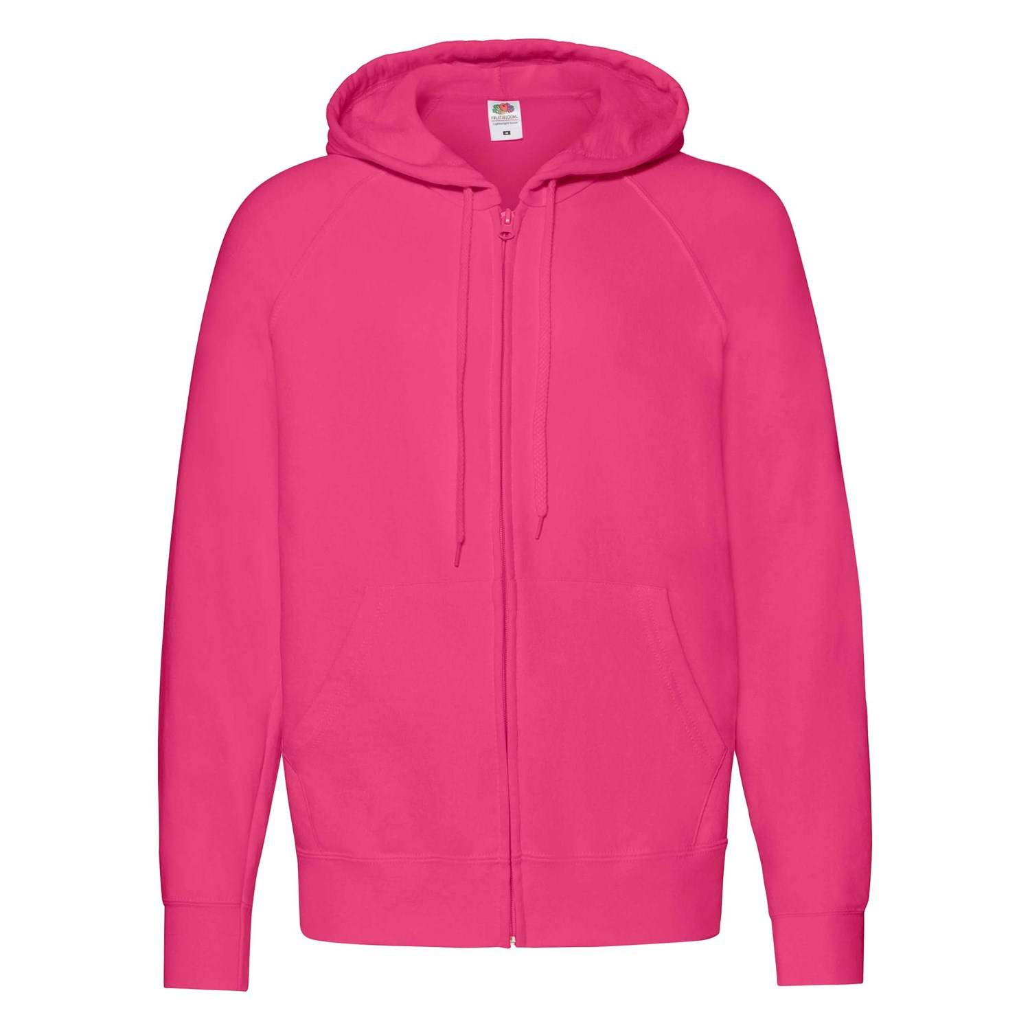 White Men&#039;s Hoodie Lightweight Zip Thru Hooded Sweat Fruit of the Loom