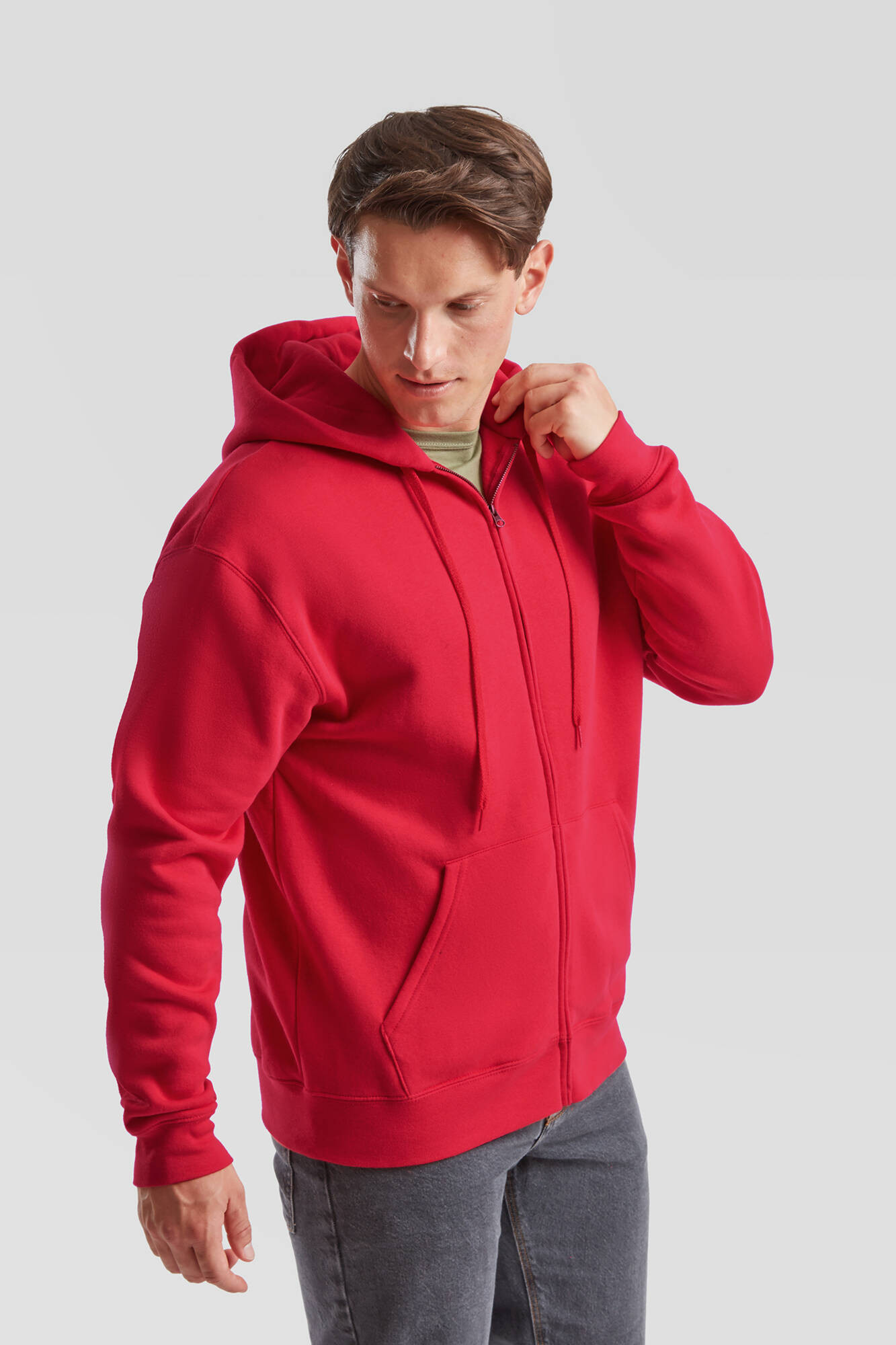 Red Men&#039;s Hoodie Premium Fruit of the Loom