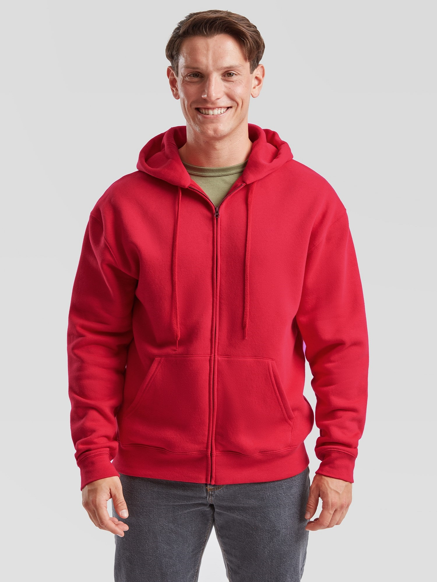 Red Men&#039;s Hoodie Premium Fruit of the Loom