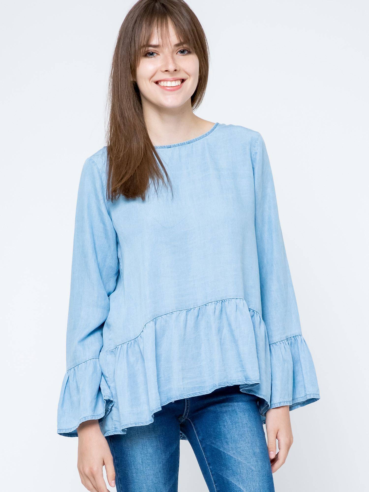 Levně Blouse Euphora a'la jeans fastened with buttons at the back blue
