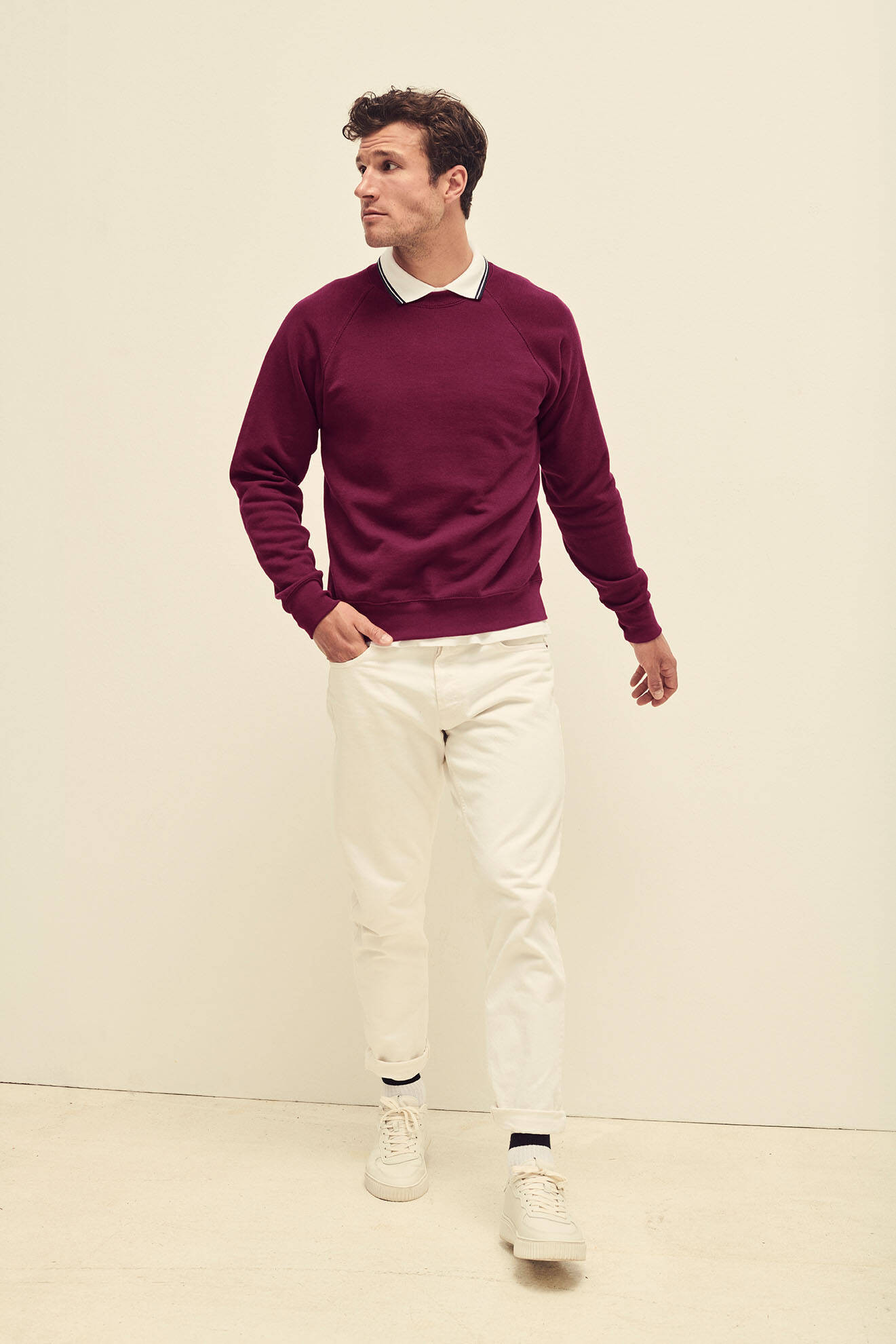 Burgundowa bluza męska Raglan Sweat Fruit of the Loom