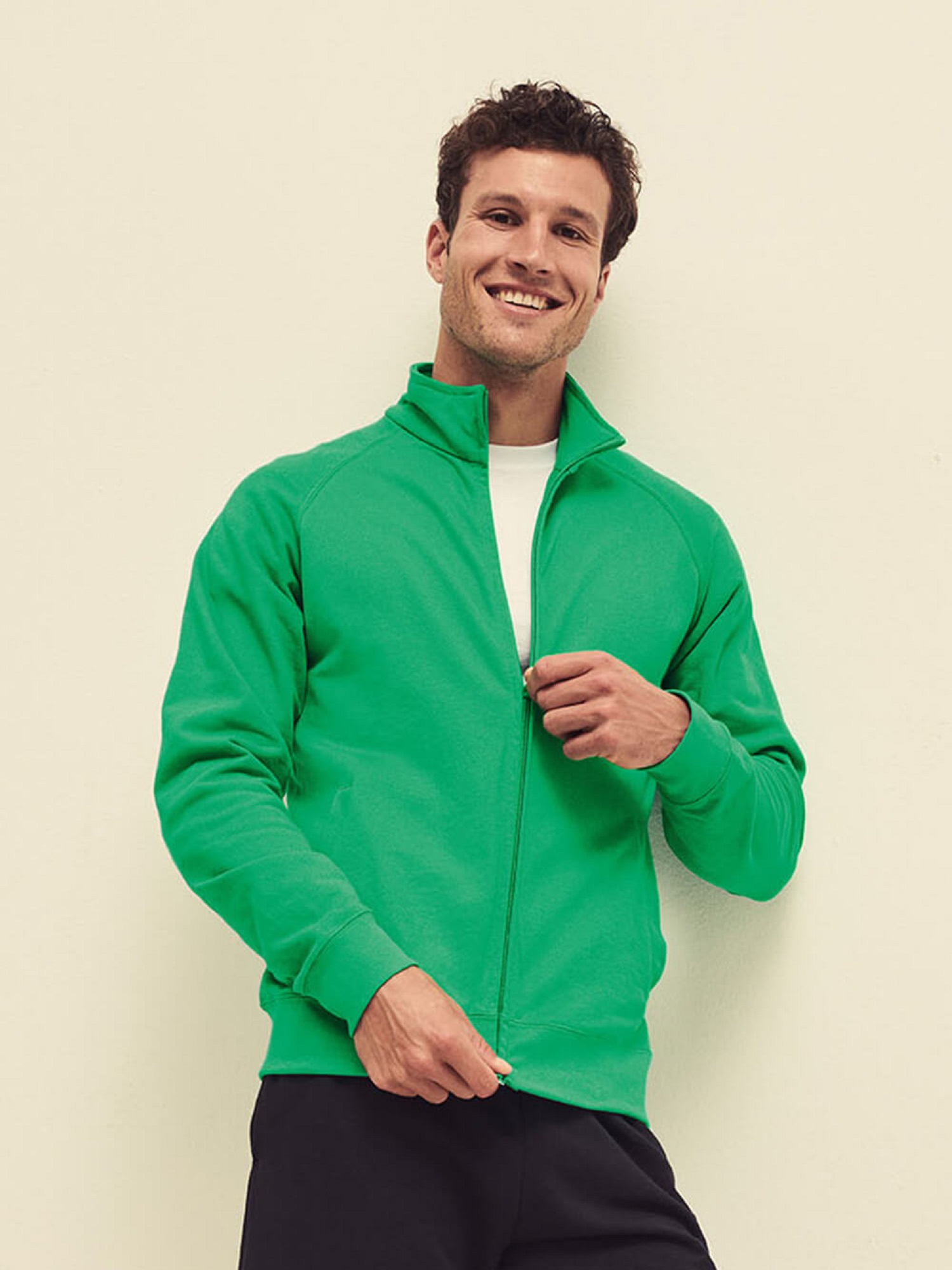 Green Men's Sweatshirt Lightweight Sweat Jacket Fruit Of The Loom