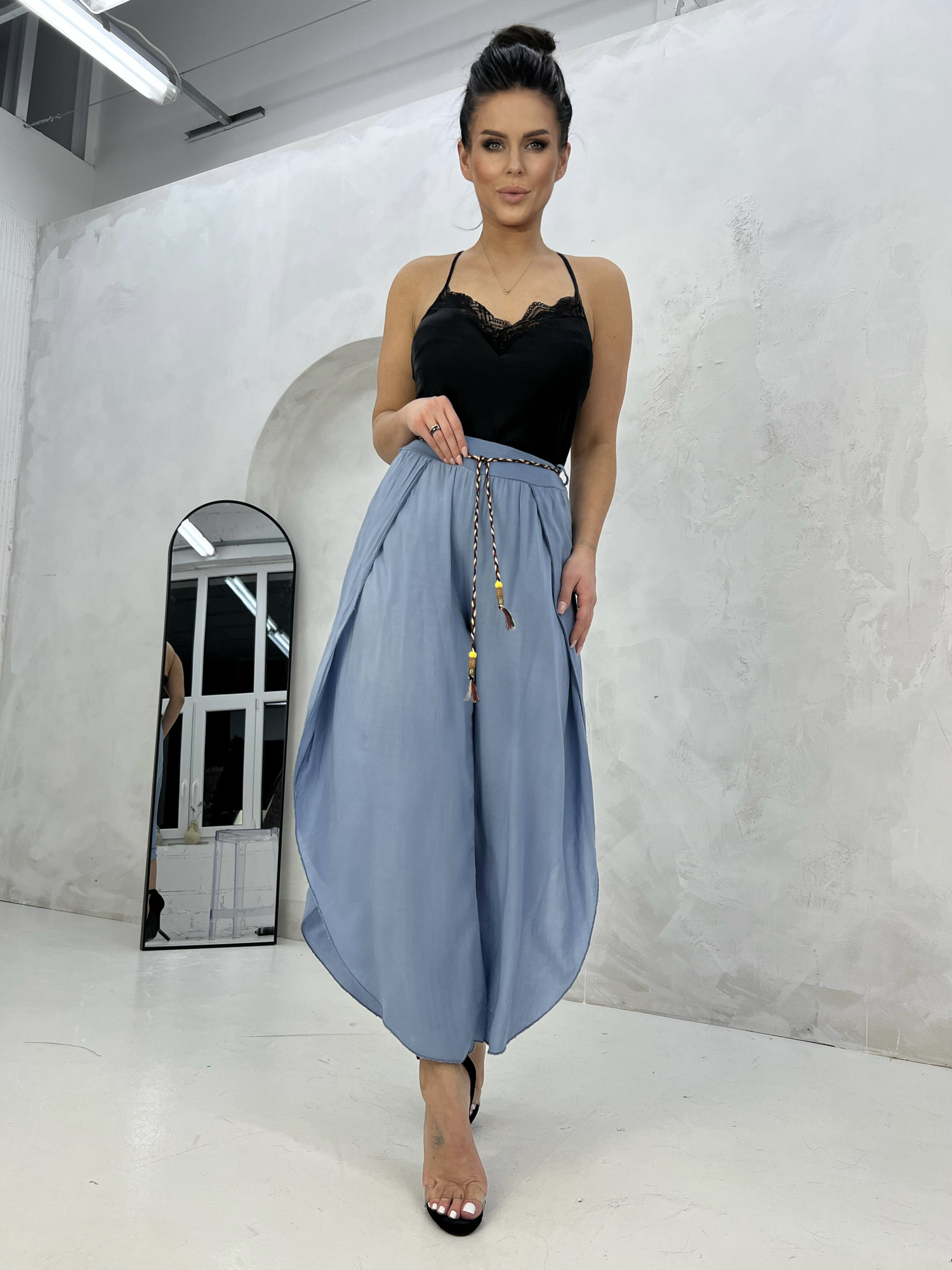 Trousers blue Och Bella BI-81378.steelblue