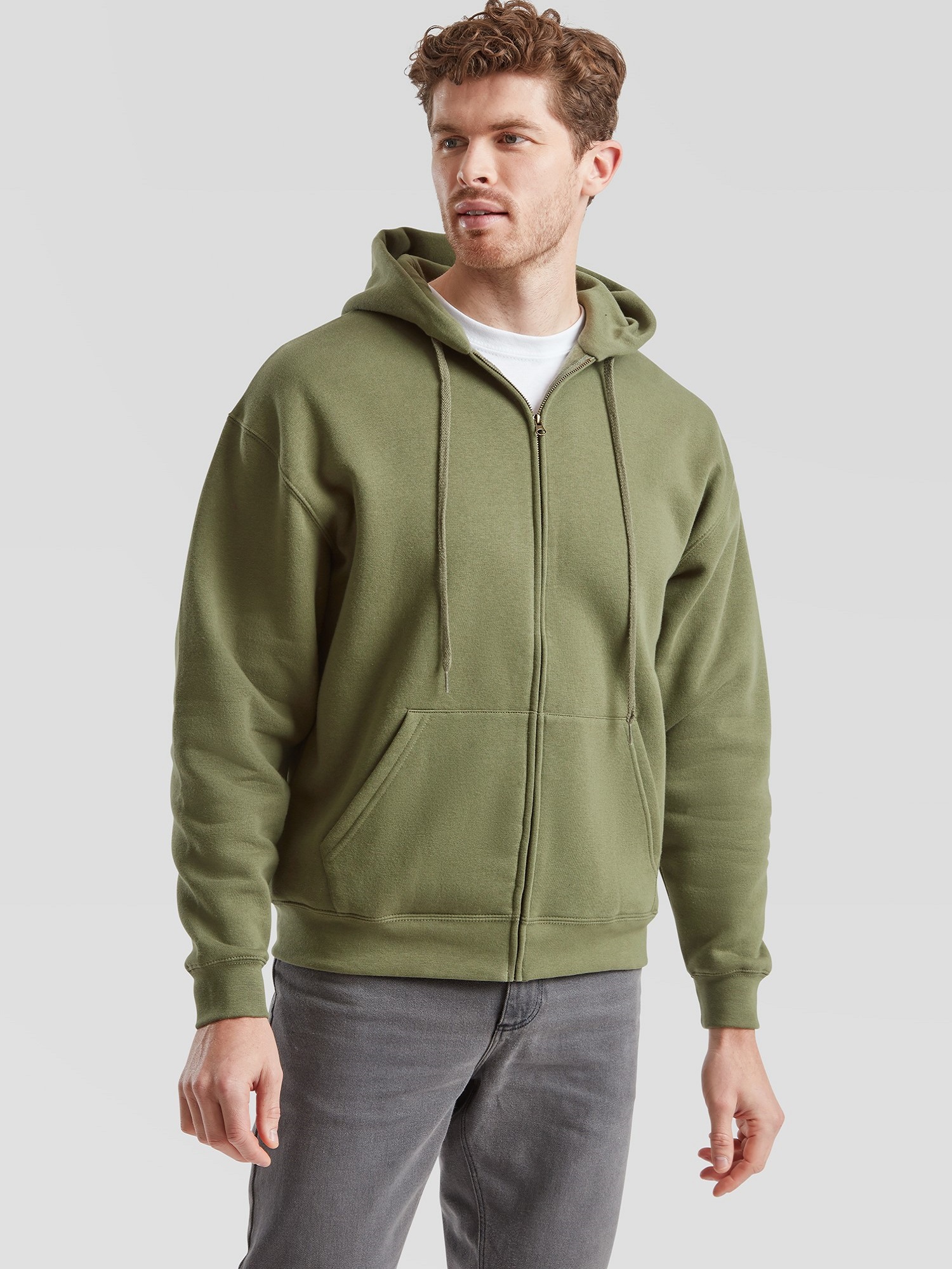 Olive Men&#039;s Hoodie Premium Fruit of the Loom