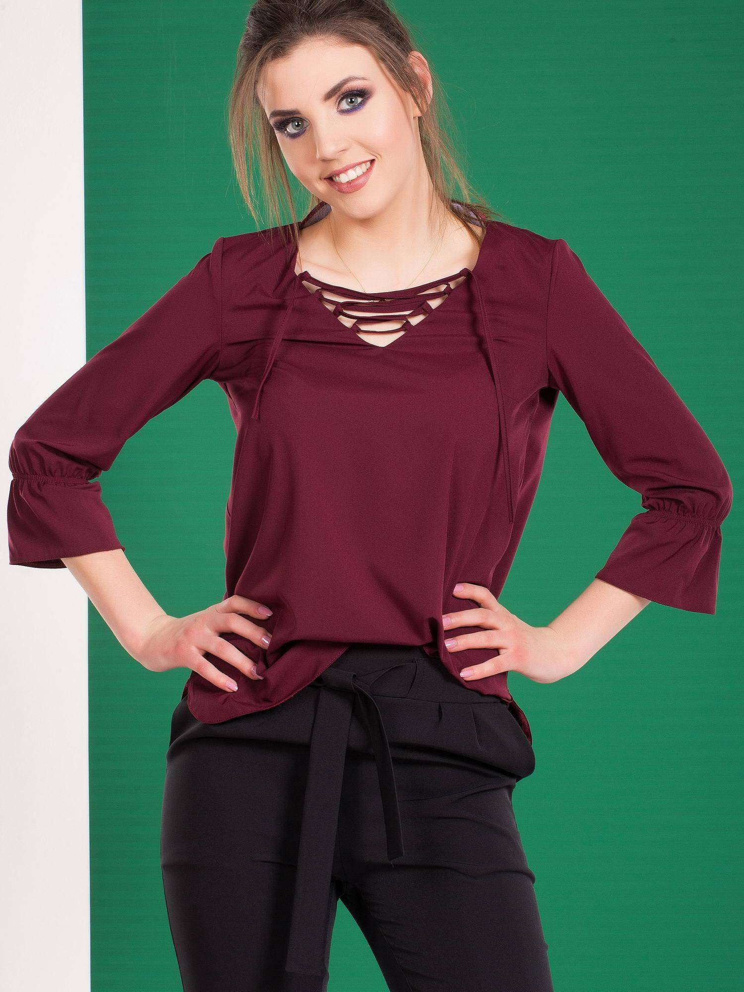 Blouse with lace-up neckline purple