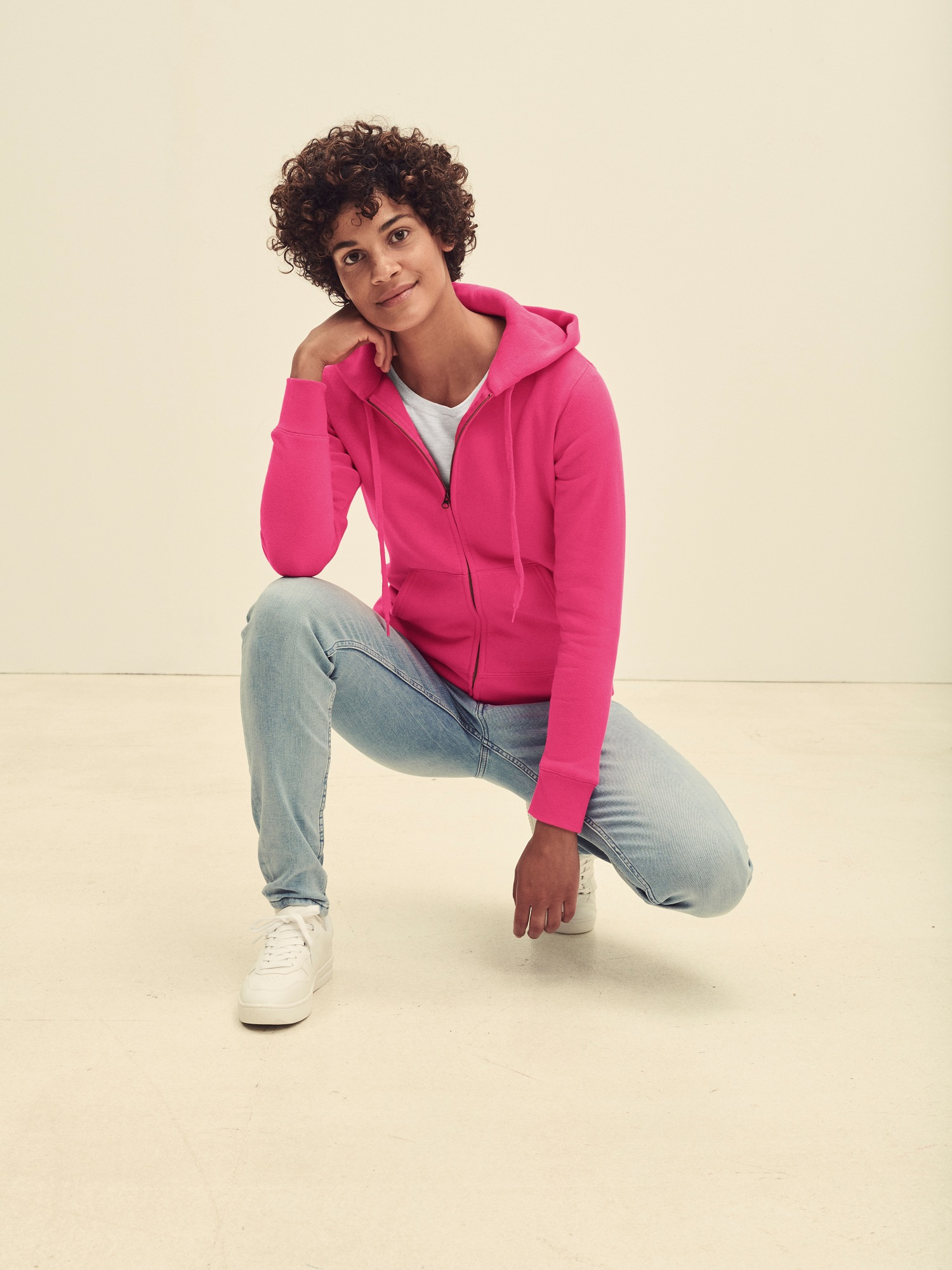 Pink Zippered Sweatshirt Fruit Of The Loom