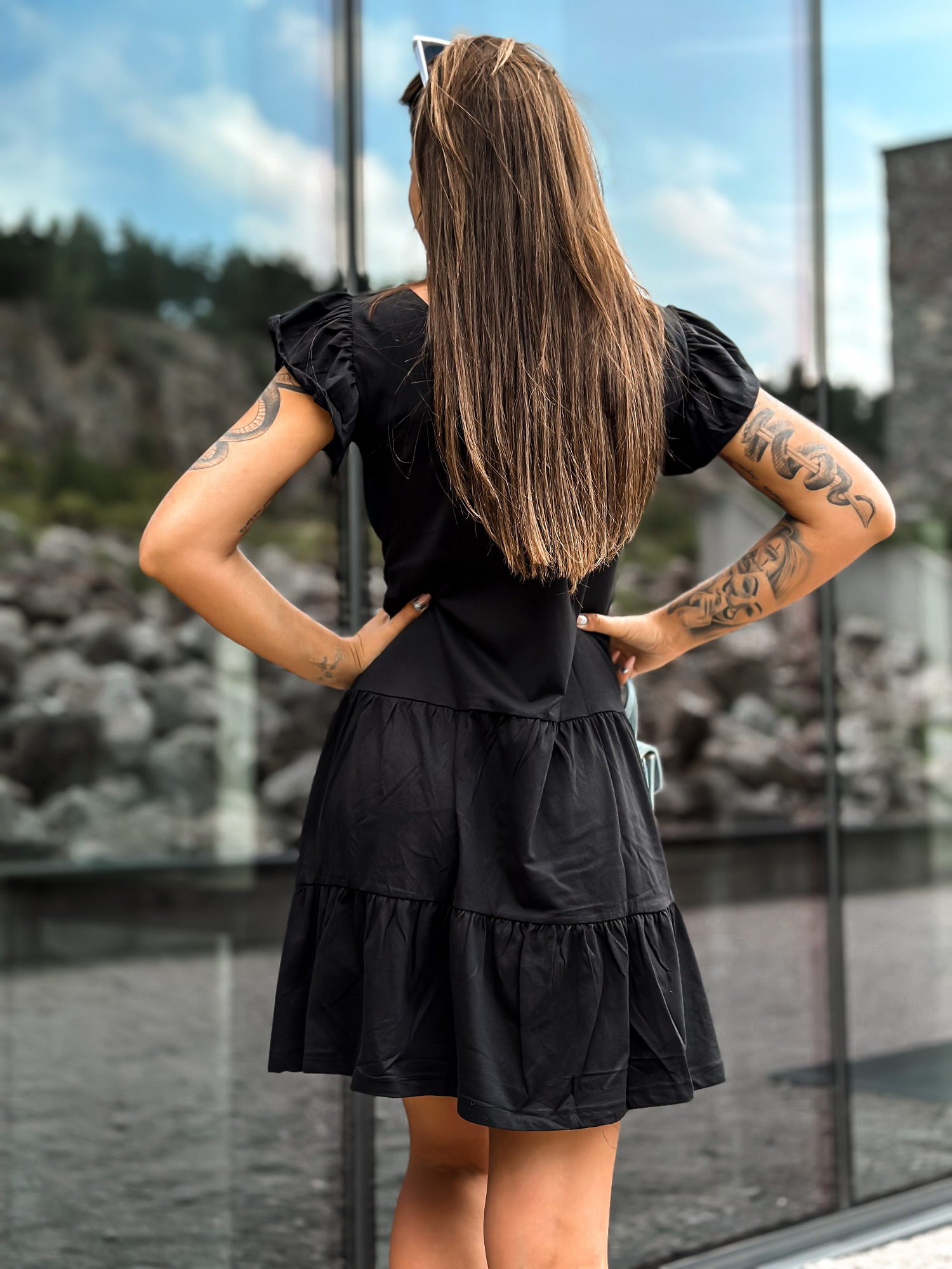 Black dress with butterfly sleeves Mayflies
