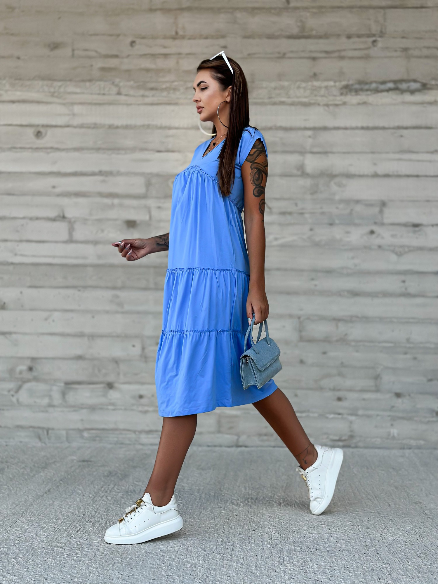 Blue summer dress maxi 100% cotton Mayflies