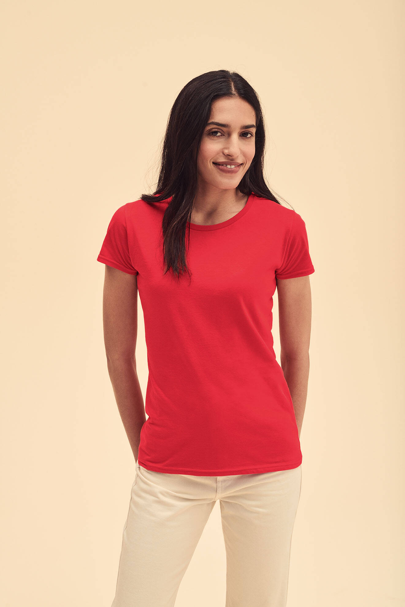 Iconic red Fruit of the Loom Womens T-shirt