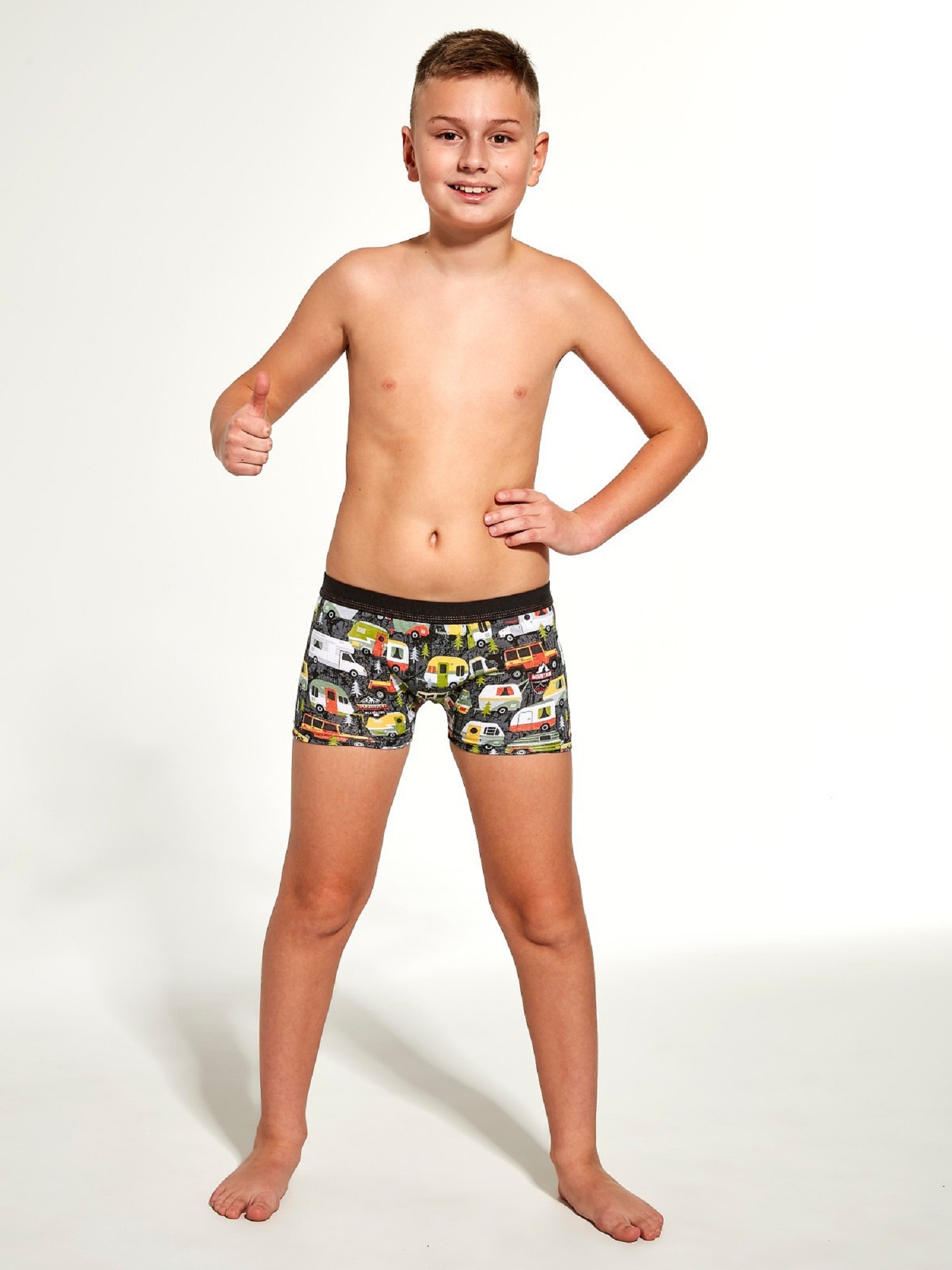 Levně Boxer shorts Cornette Kids Boy 701/122 Camper 86-128 graphite