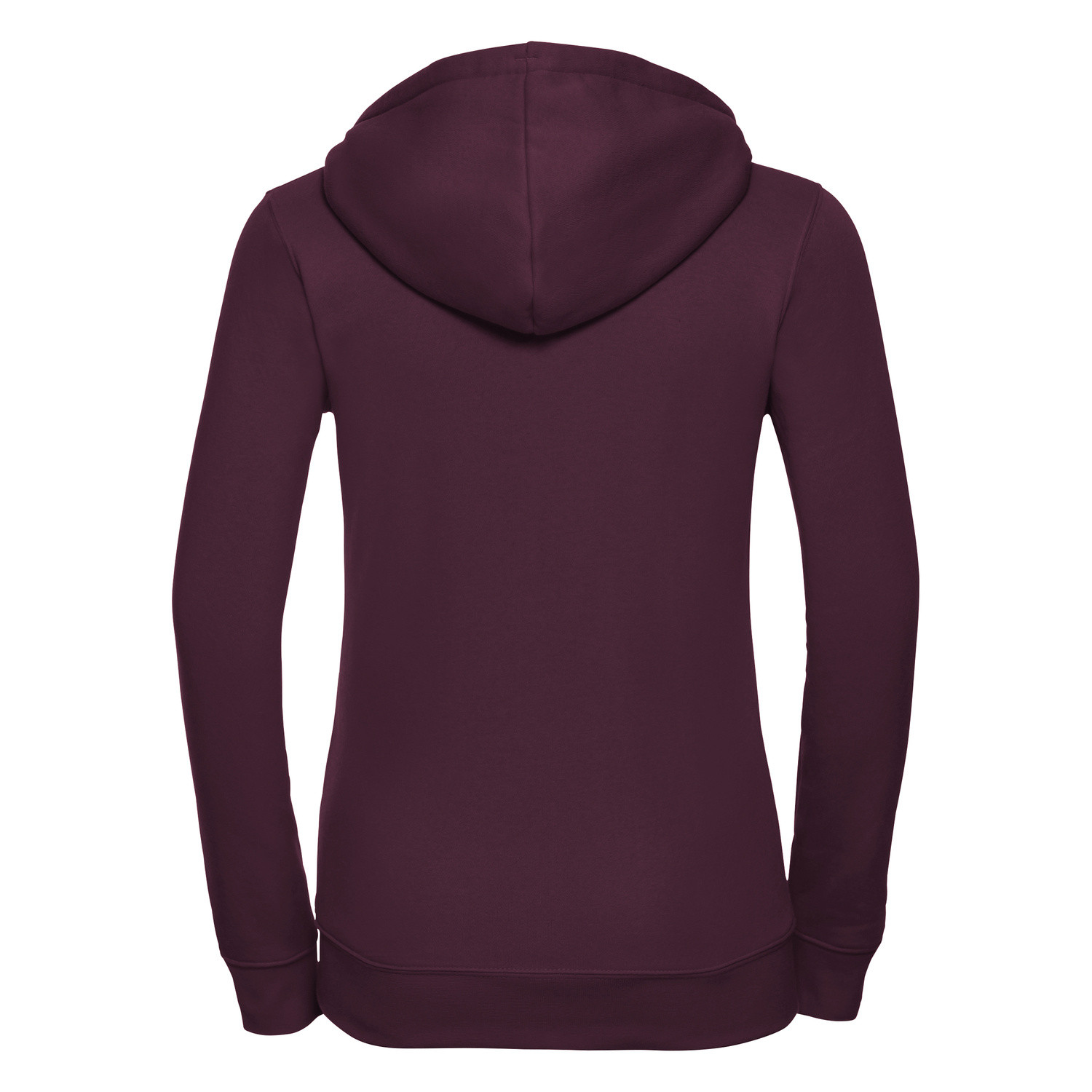 Burgundy women&#039;s sweatshirt with hood and zipper Authentic Russell
