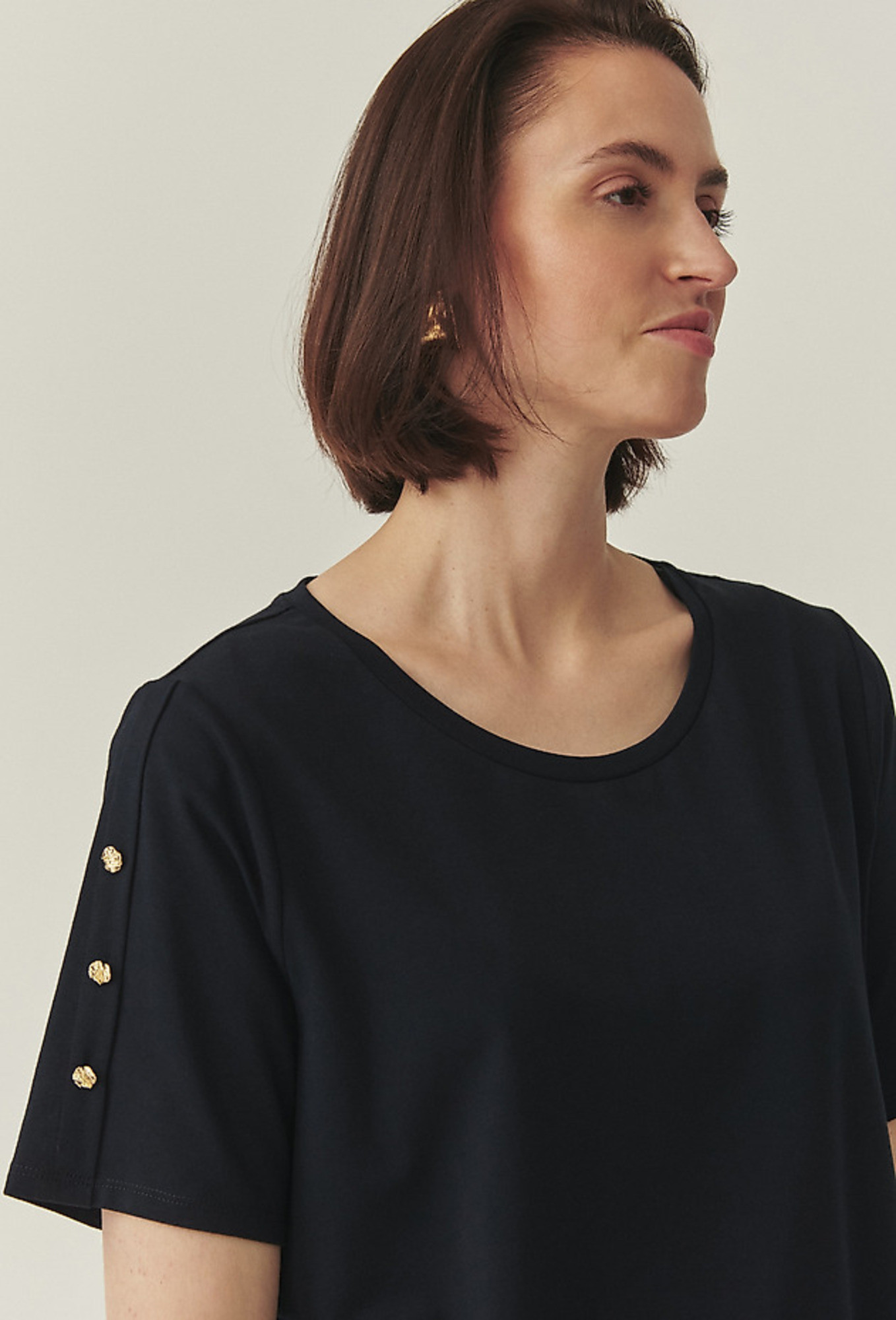 Тъмносиня плетена блуза Wiri Tatuum