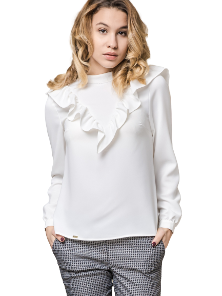Lola blouse with frills at the front white