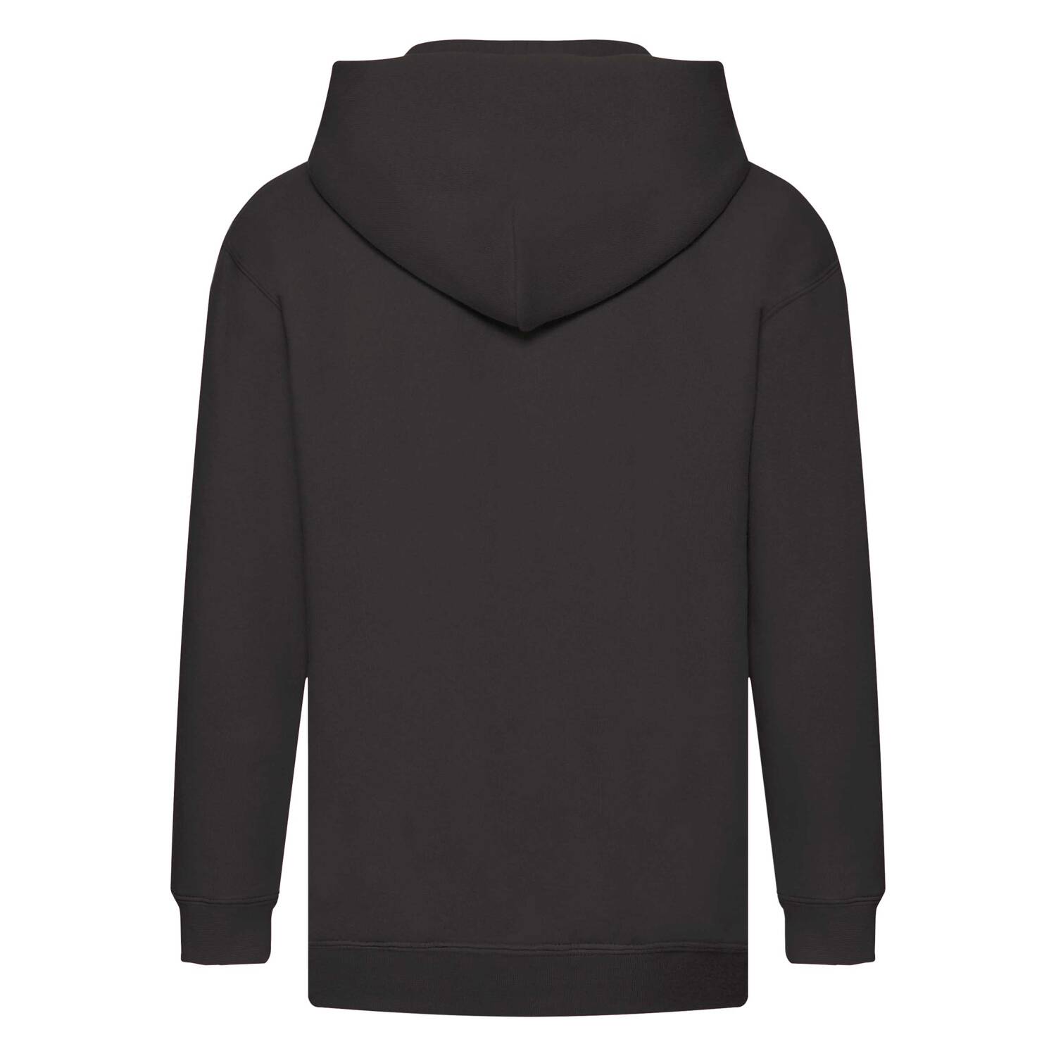 Black Kids Hoodie Zip Through Hooded Sweat Fruit of the Loom