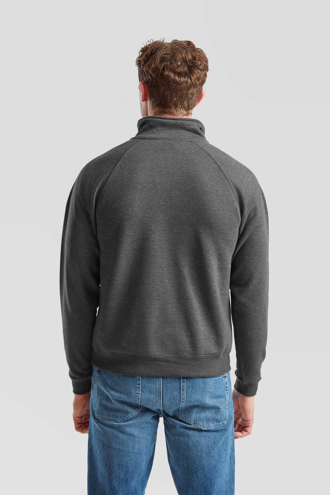 Grey Men's Sweatshirt Zip Neck Sweat Fruit of the Loom