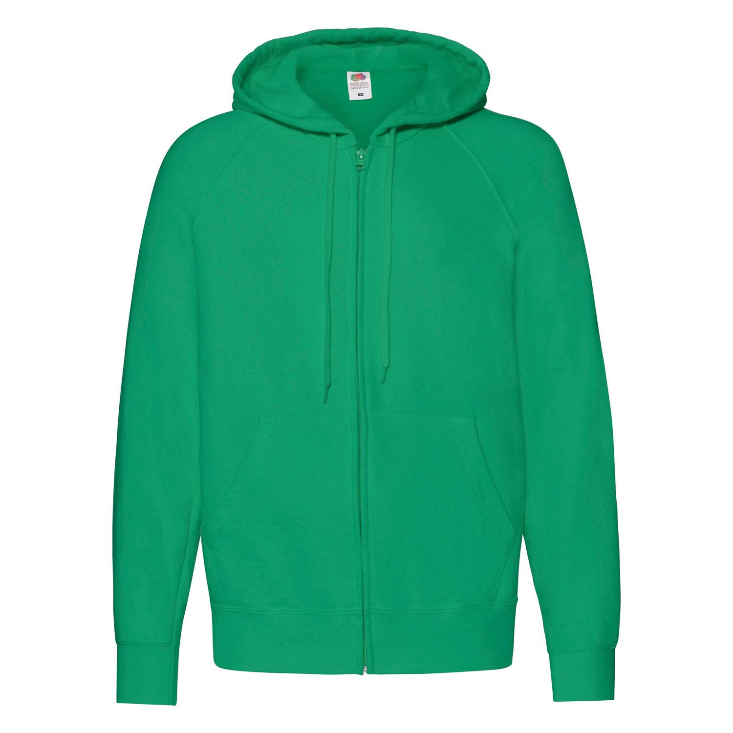 Green Men&#039;s Hoodie Lightweight Zip Thru Hooded Sweat Fruit of the Loom