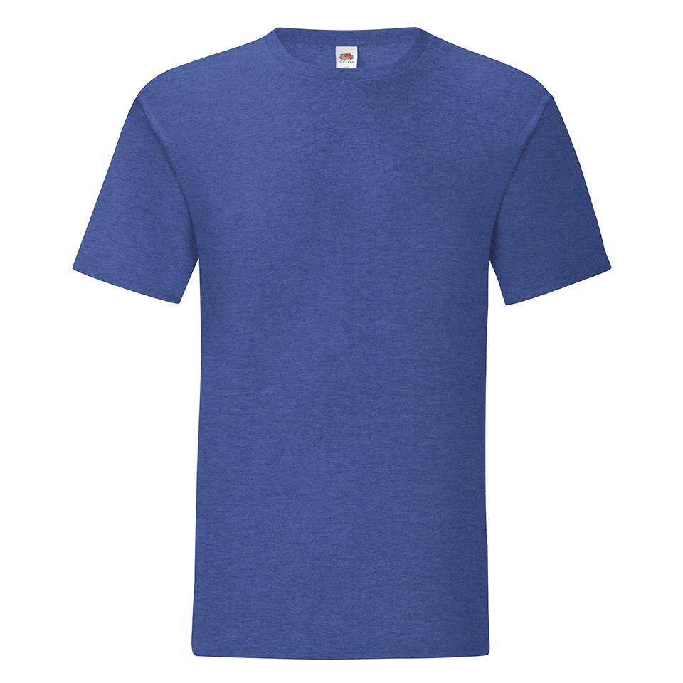 Blue Iconic Combed Cotton T-shirt with Fruit of the Loom Sleeve
