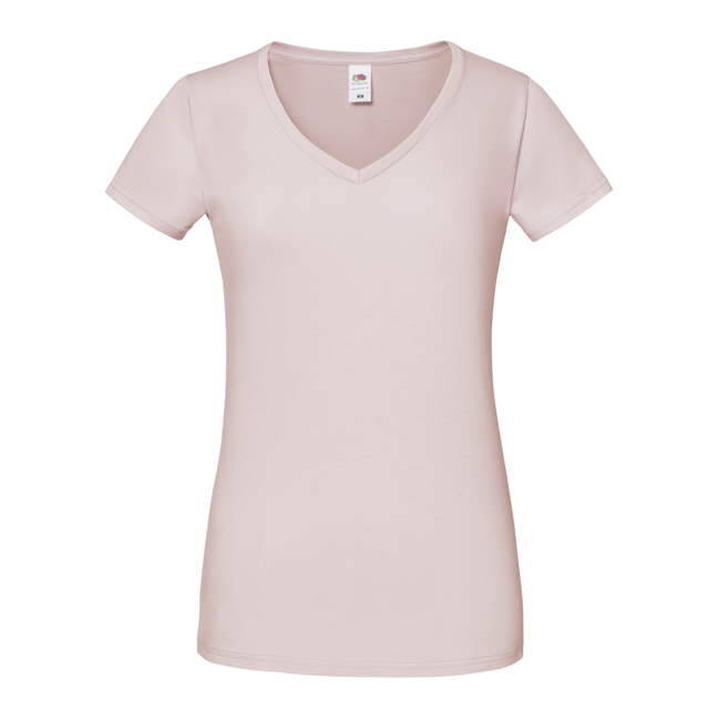 Pudrowa koszulka damska Iconic Vneck Fruit of the Loom