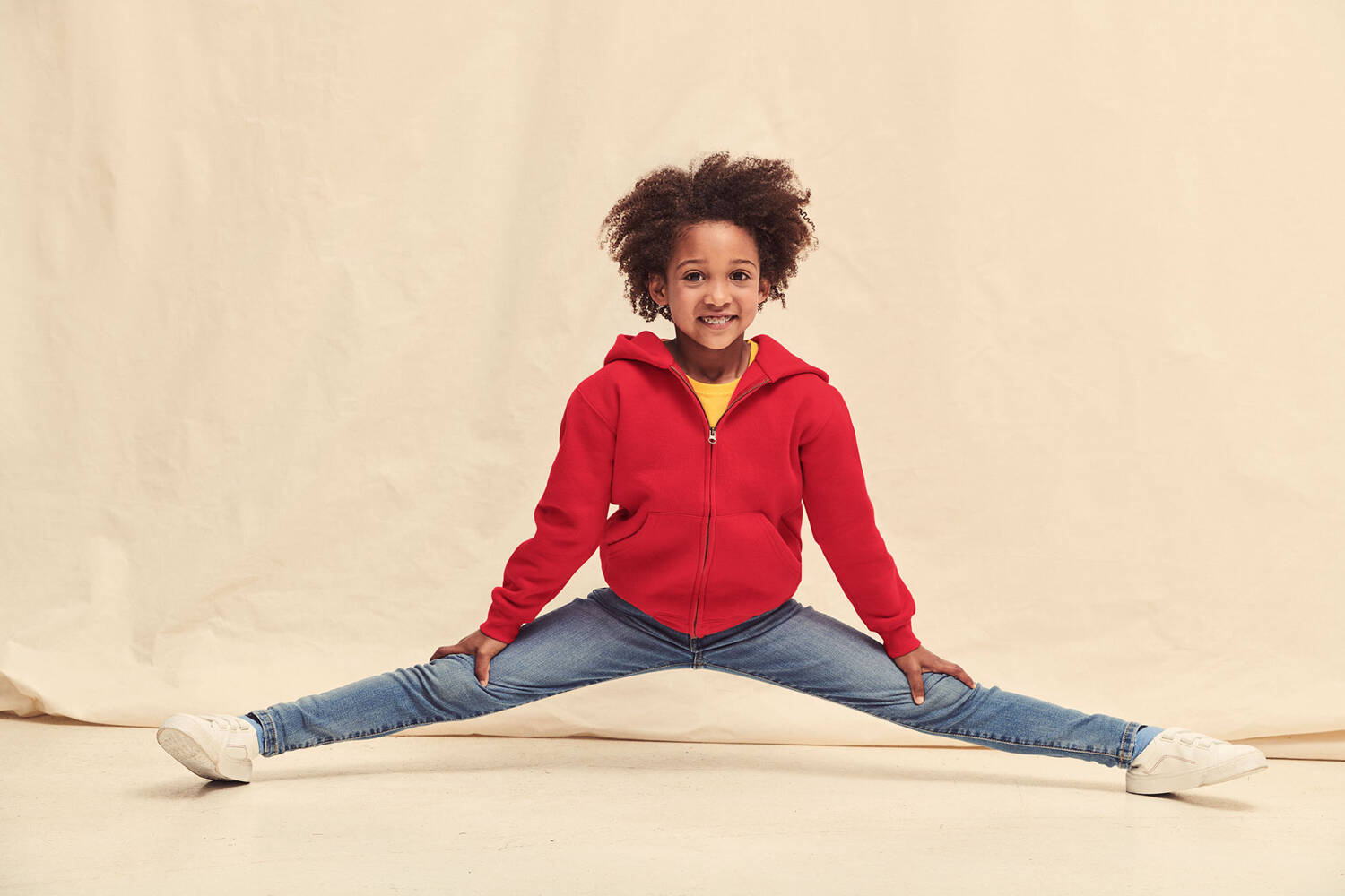 Red Kids Hoodie Zip Through Hooded Sweat Fruit of the Loom