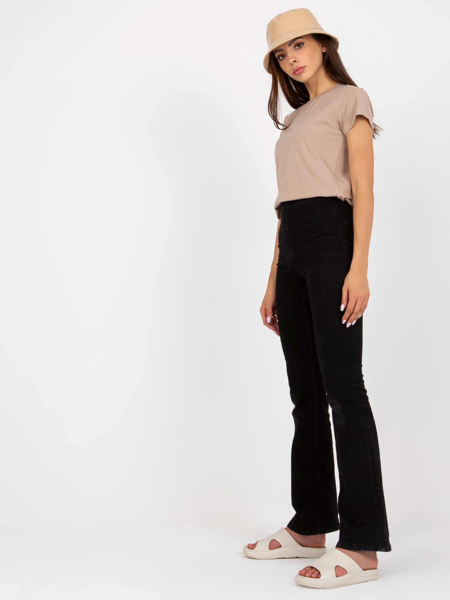 Beige cotton women's t-shirt BASIC