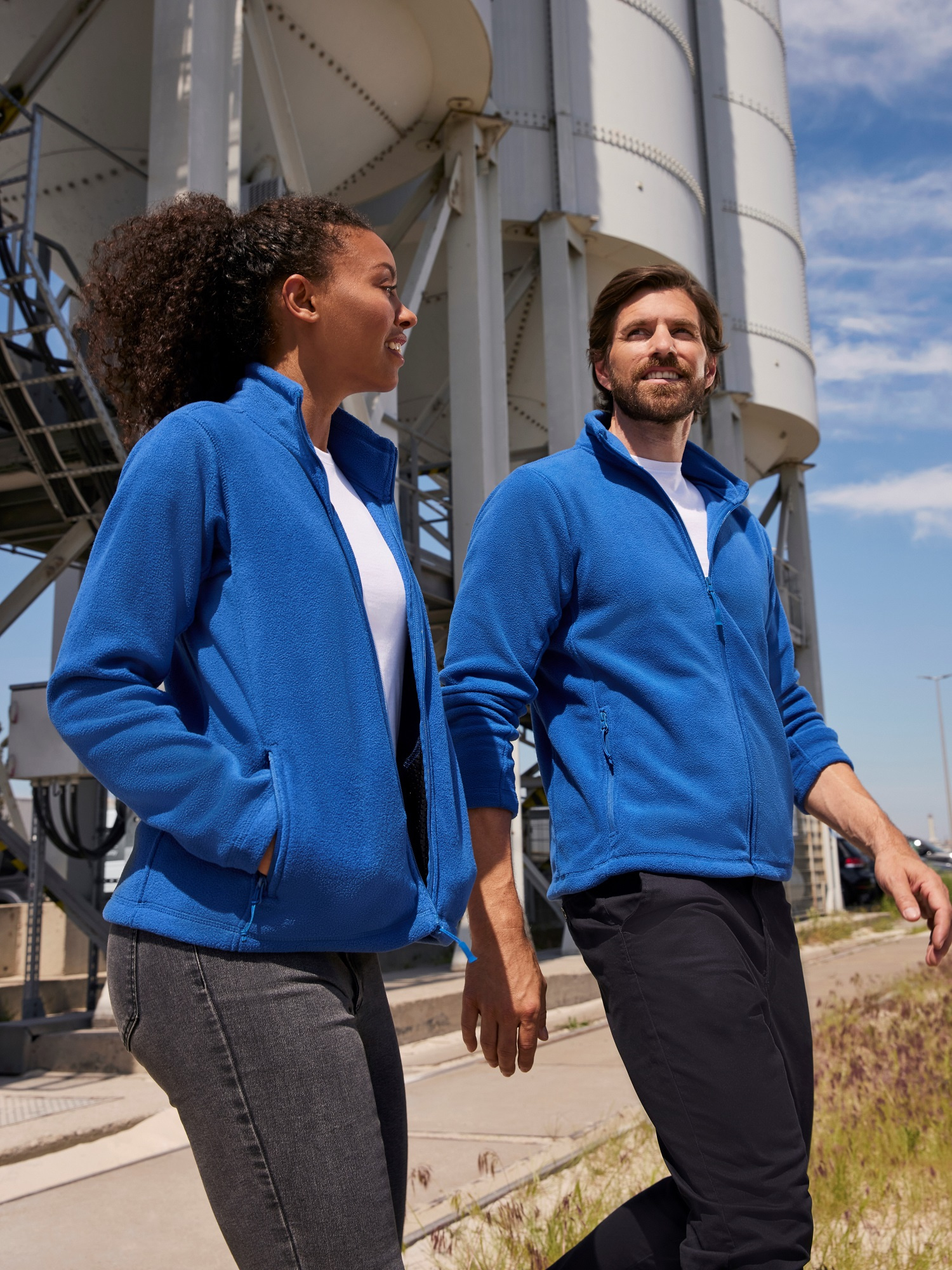 Blue women&#039;s fleece with stand-up collar Russell