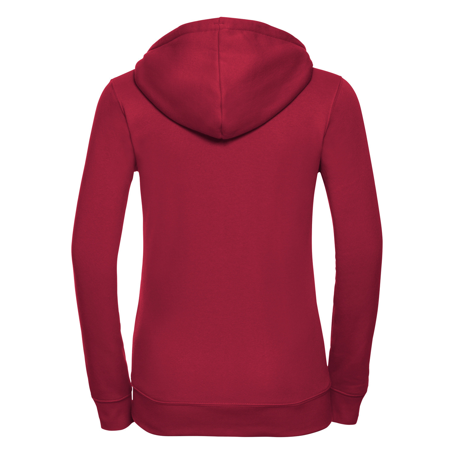 Red women's sweatshirt with hood and zipper Authentic Russell