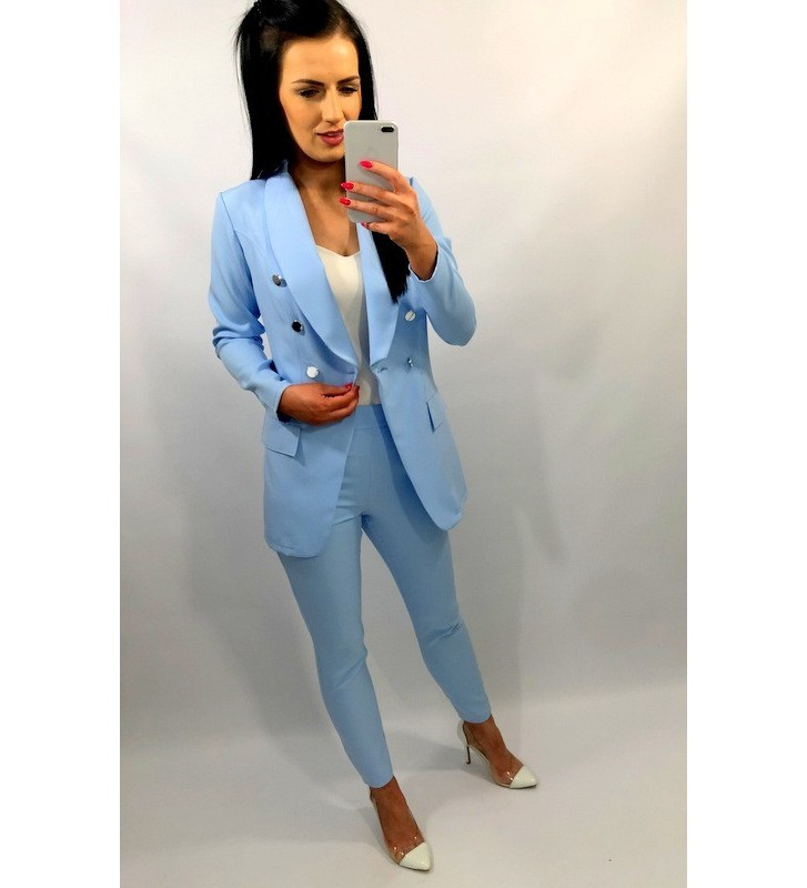 Blue extended jacket with imitation pockets LIVIEN